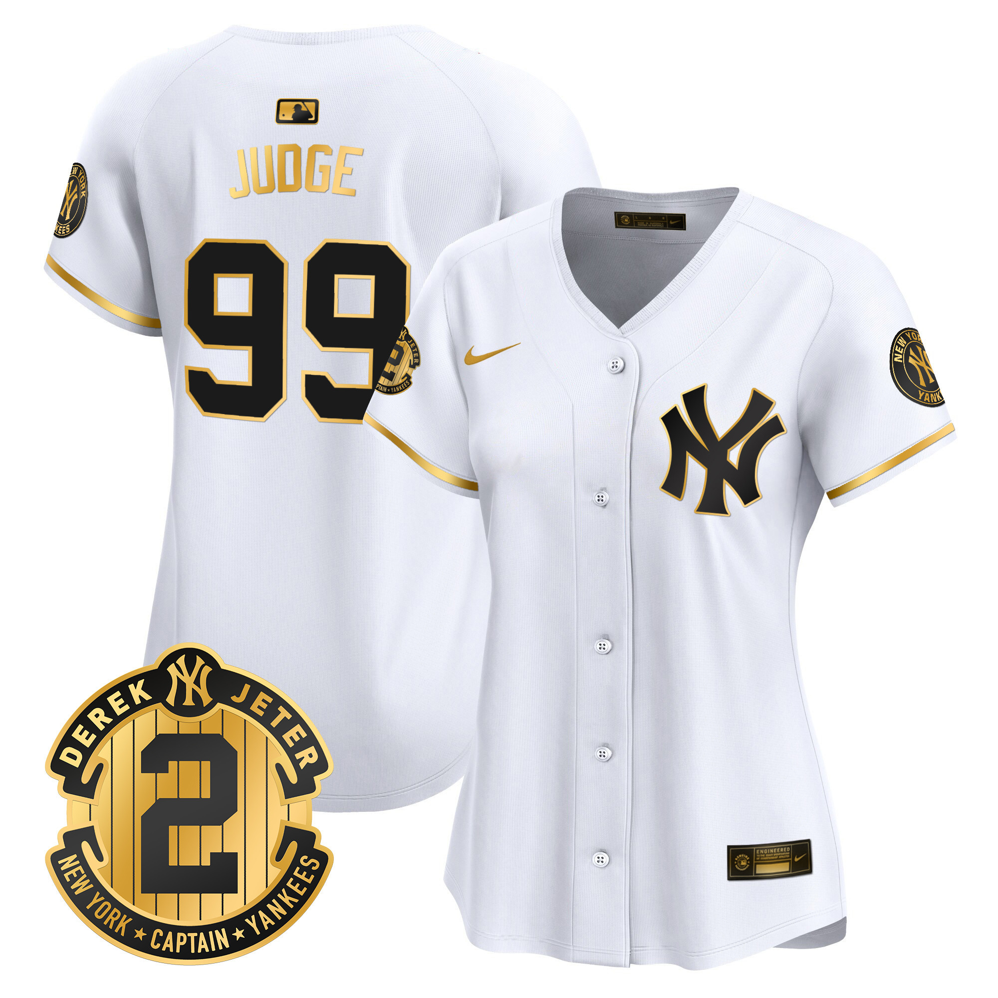 Women's New York Yankees Derek Jeter Patch Vapor Premier Limited Jersey - All Stitched
