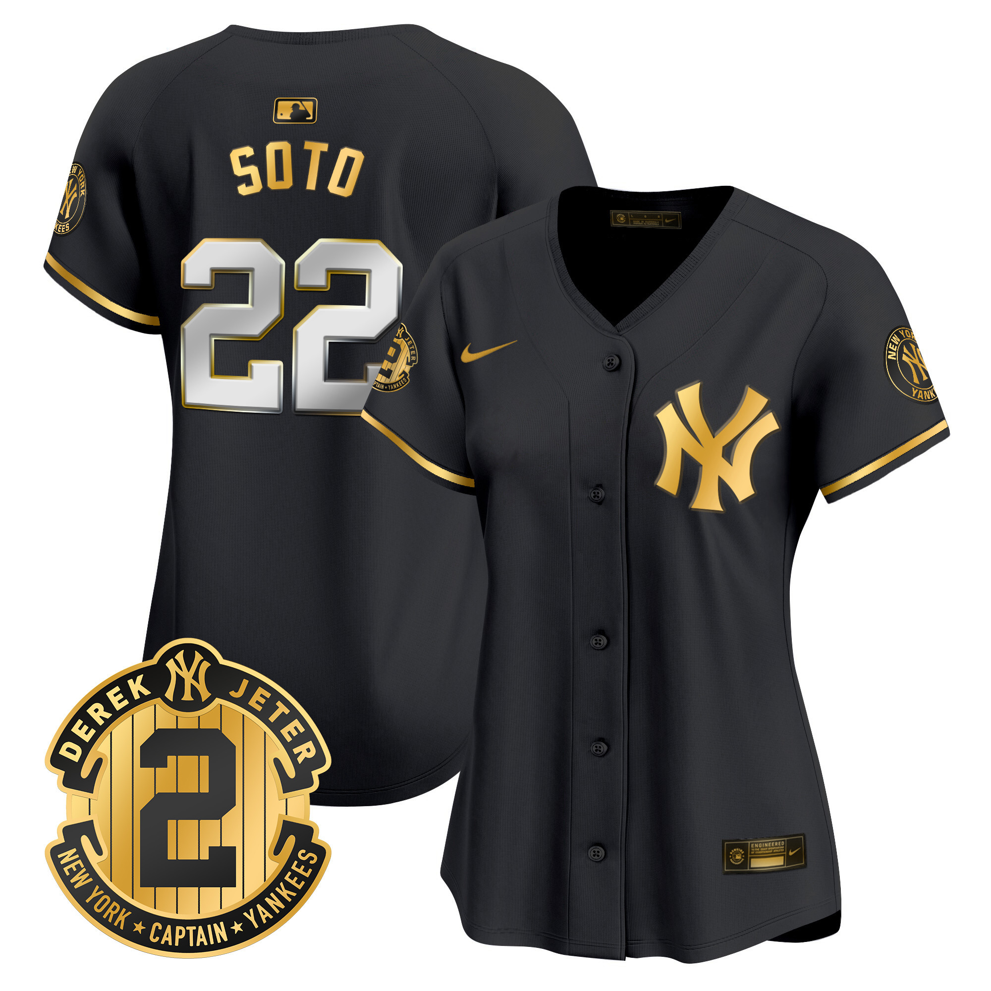 Women's New York Yankees Derek Jeter Patch Vapor Premier Limited Jersey - All Stitched