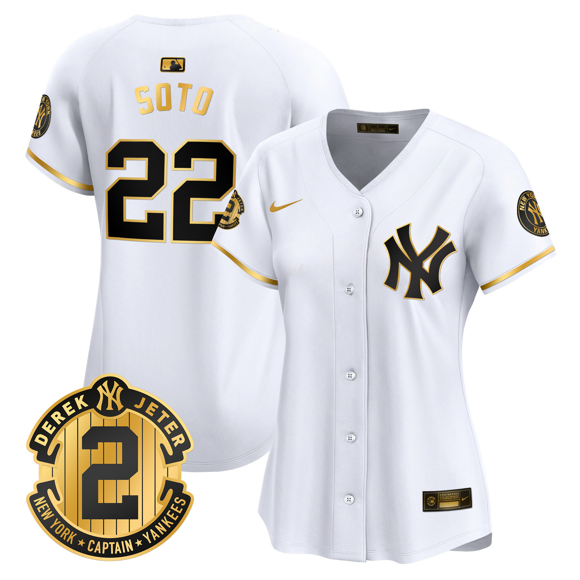 Women's New York Yankees Derek Jeter Patch Vapor Premier Limited Jersey - All Stitched