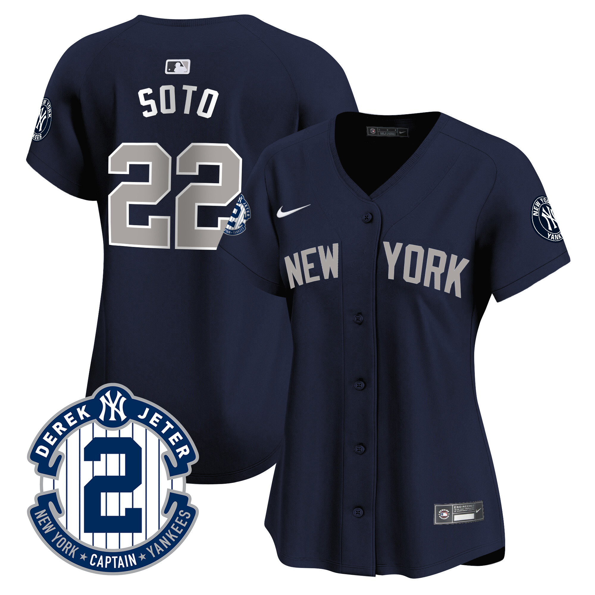 Women's New York Yankees Derek Jeter Patch Vapor Premier Limited Jersey - All Stitched