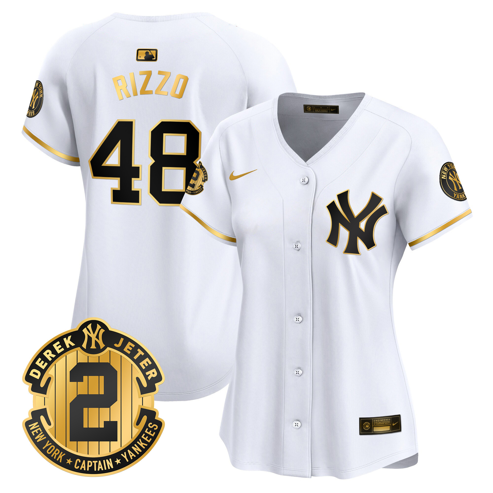 Women's New York Yankees Derek Jeter Patch Vapor Premier Limited Jersey - All Stitched