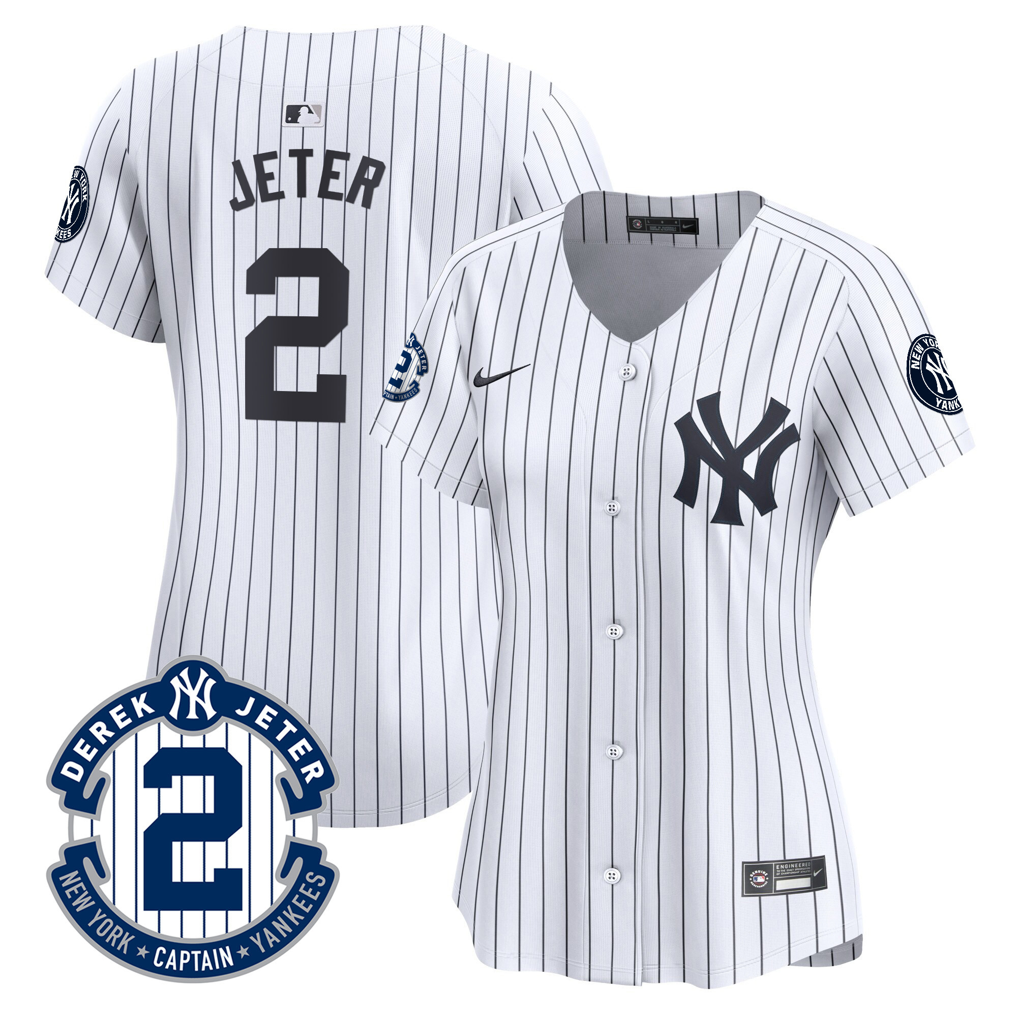 Women's New York Yankees Derek Jeter Patch Vapor Premier Limited Jersey - All Stitched