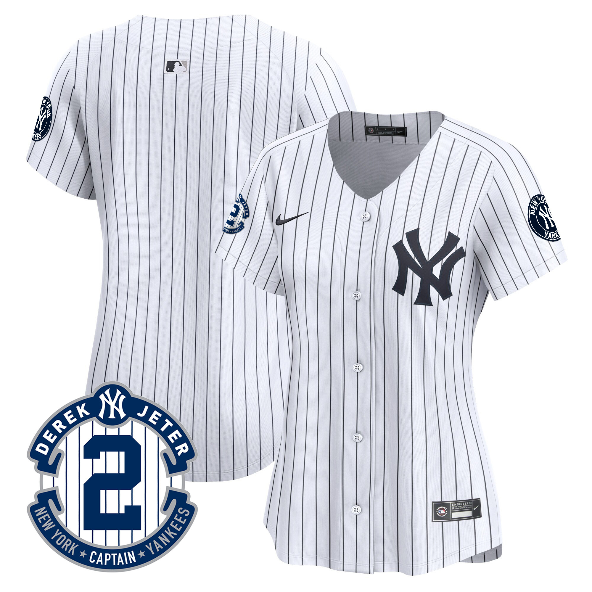 Women's New York Yankees Derek Jeter Patch Vapor Premier Limited Jersey - All Stitched
