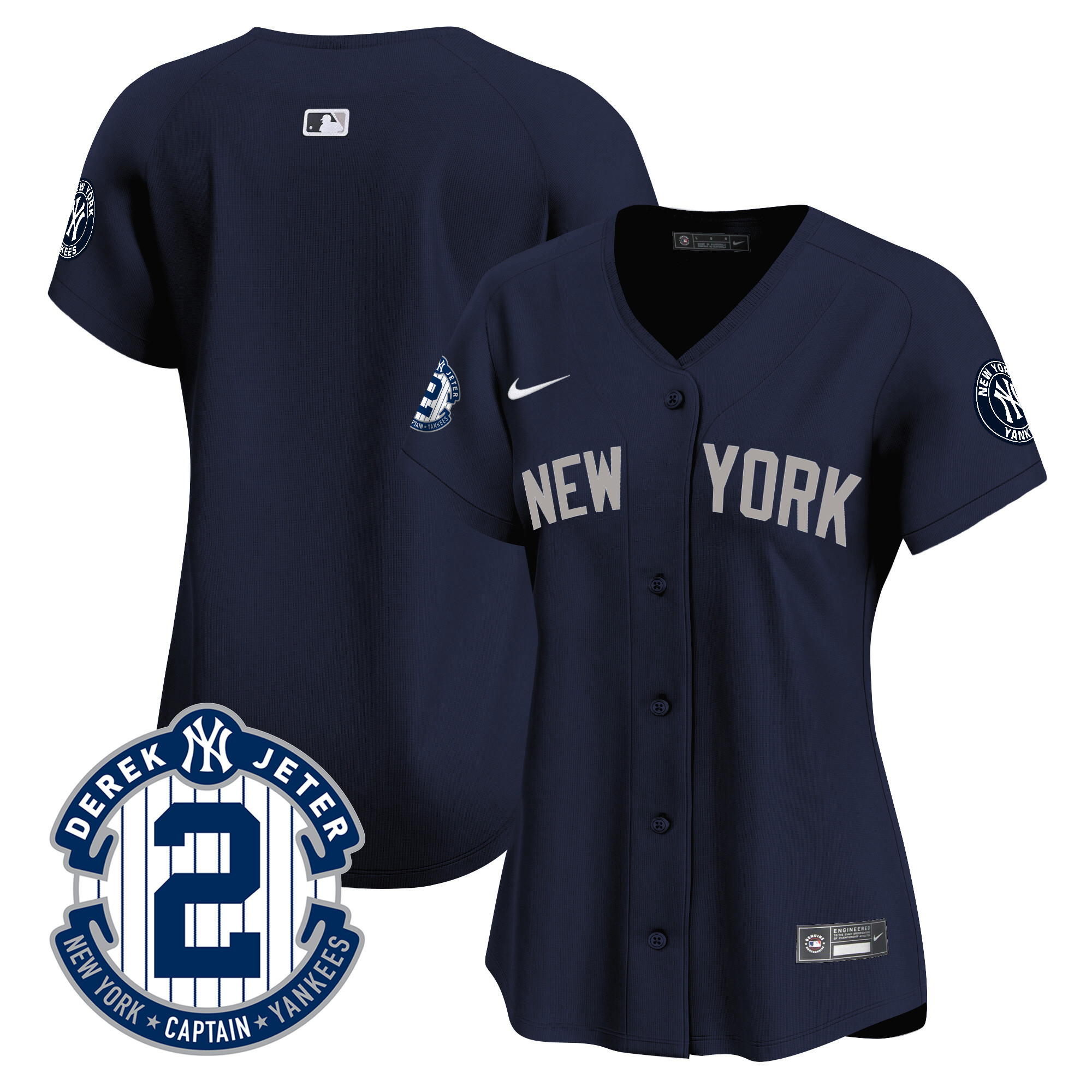 Women's New York Yankees Derek Jeter Patch Vapor Premier Limited Jersey - All Stitched