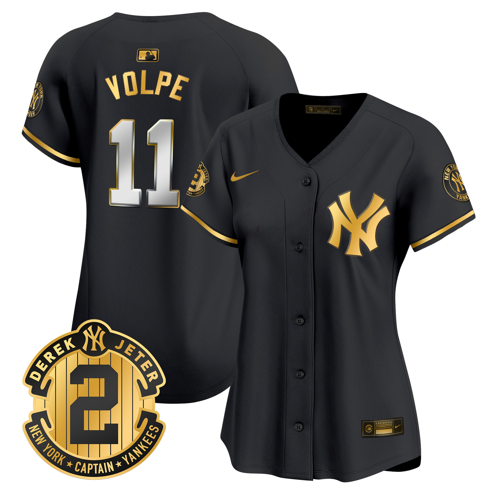 Women's New York Yankees Derek Jeter Patch Vapor Premier Limited Jersey - All Stitched