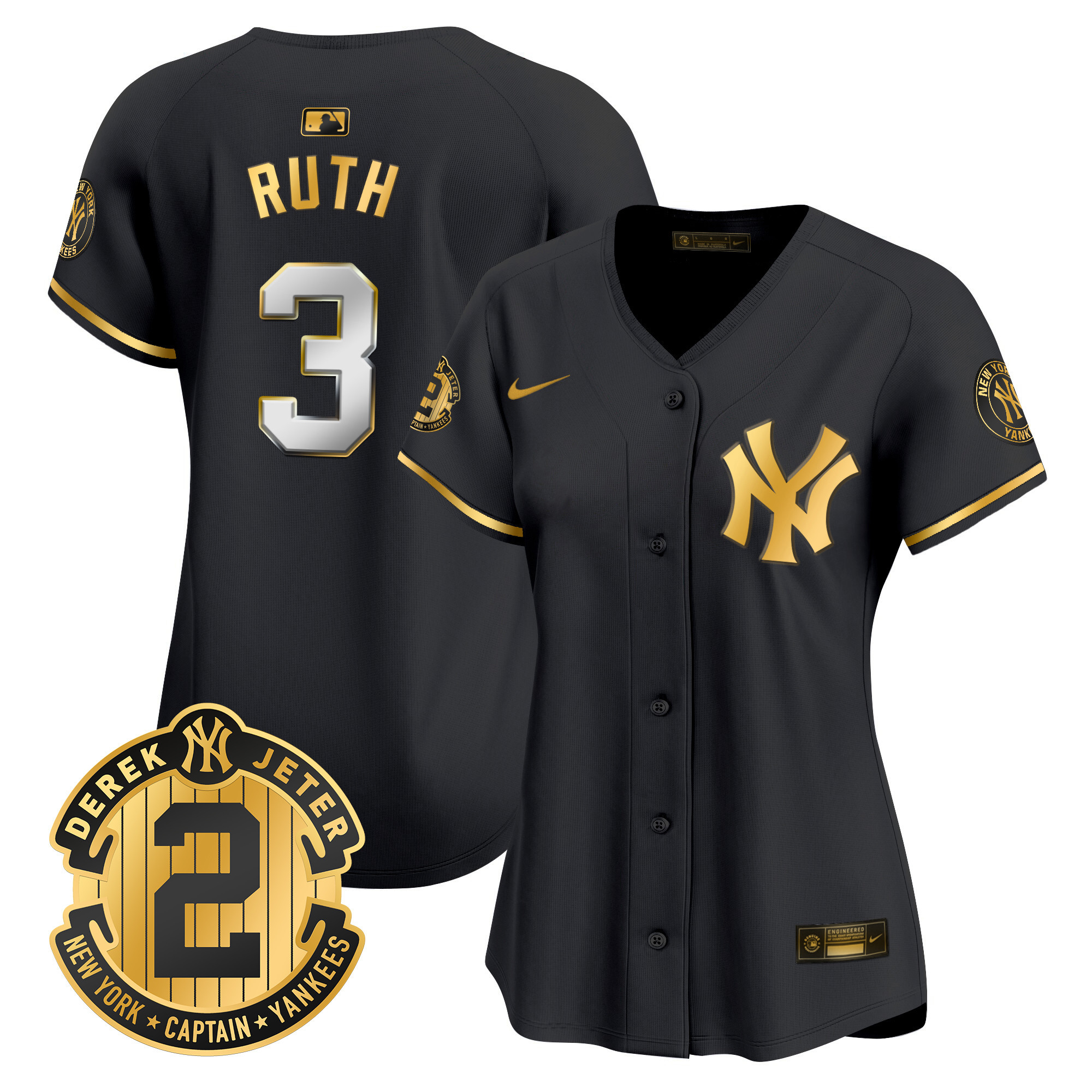 Women's New York Yankees Derek Jeter Patch Vapor Premier Limited Jersey - All Stitched