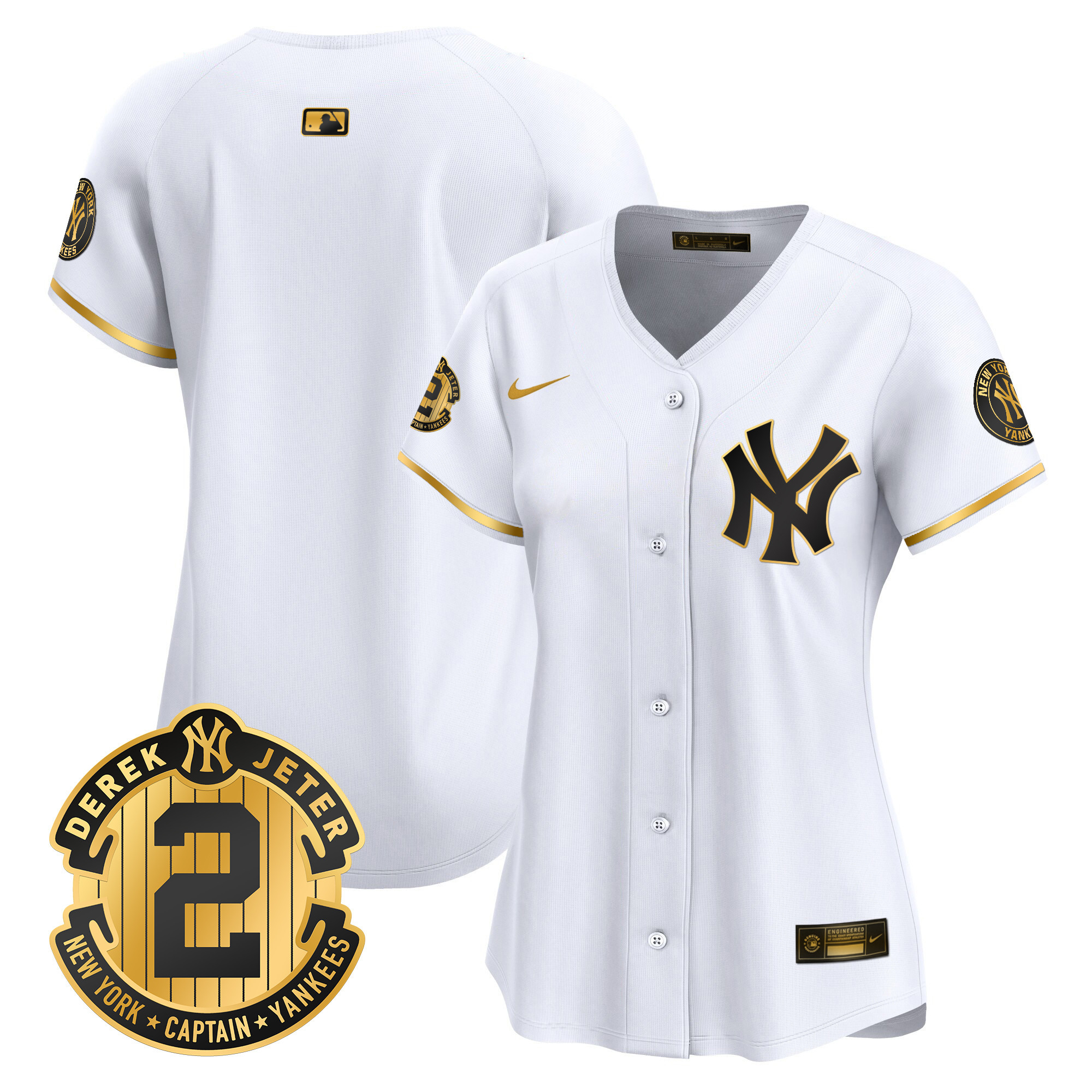 Women's New York Yankees Derek Jeter Patch Vapor Premier Limited Jersey - All Stitched
