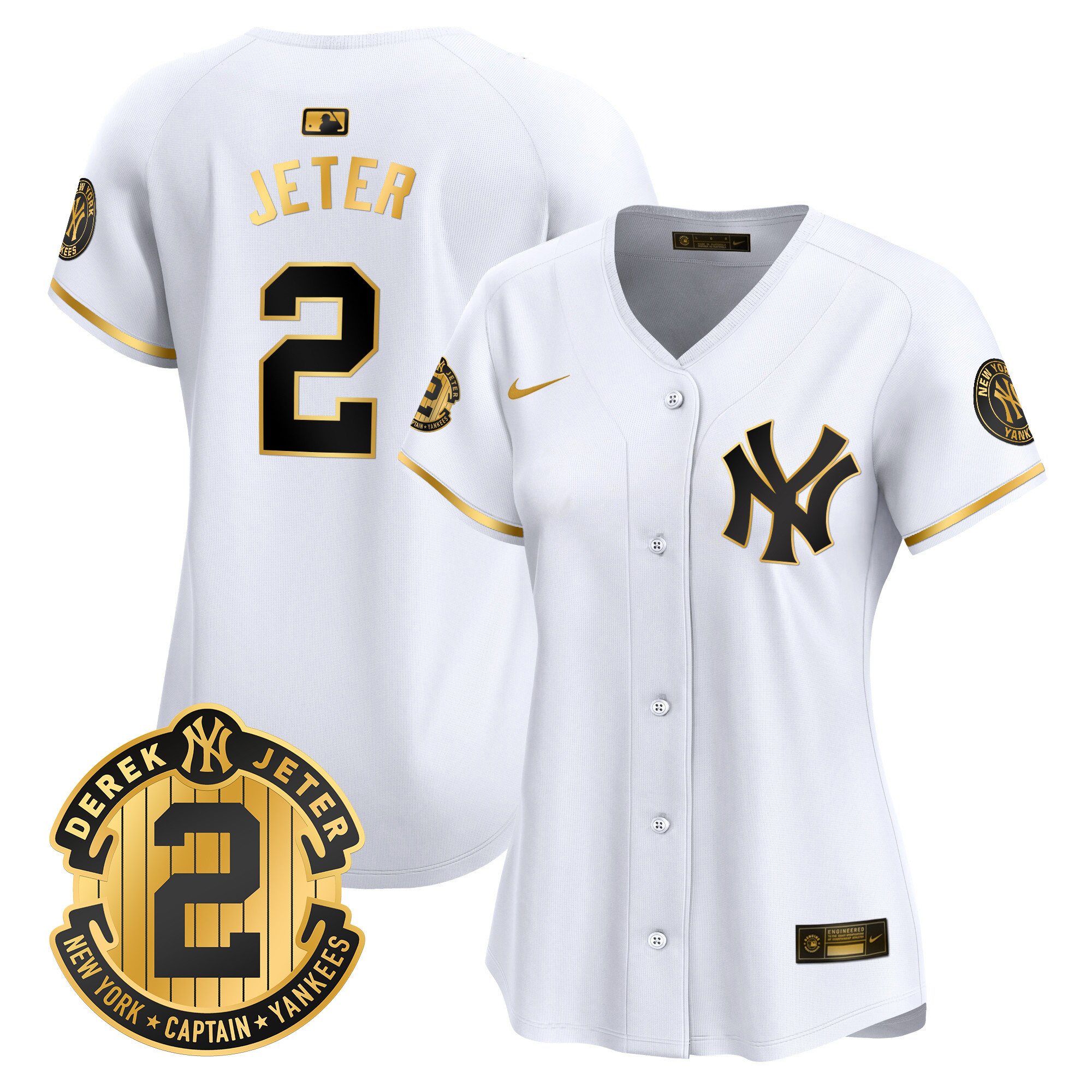 Women's New York Yankees Derek Jeter Patch Vapor Premier Limited Jersey - All Stitched