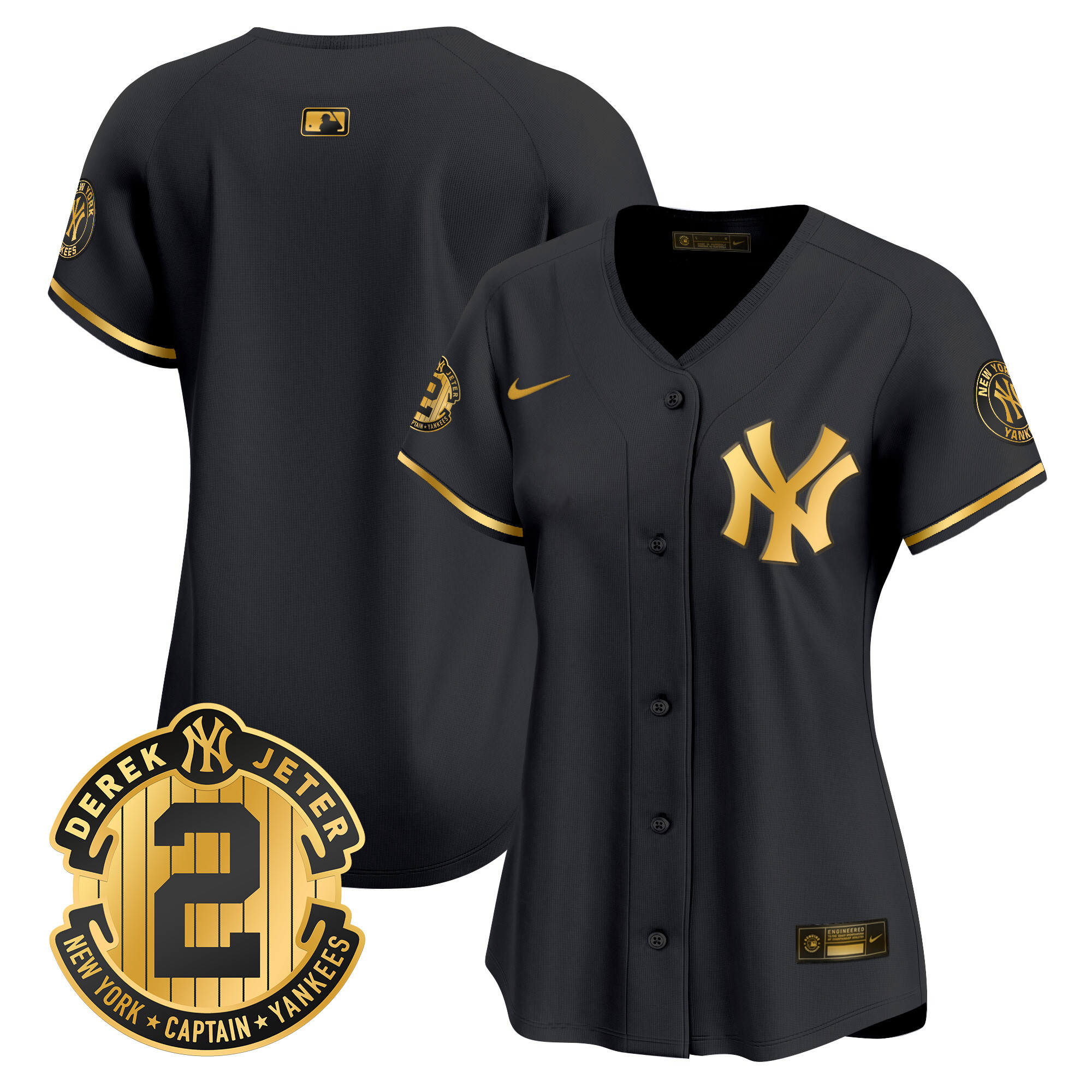 Women's New York Yankees Derek Jeter Patch Vapor Premier Limited Jersey - All Stitched