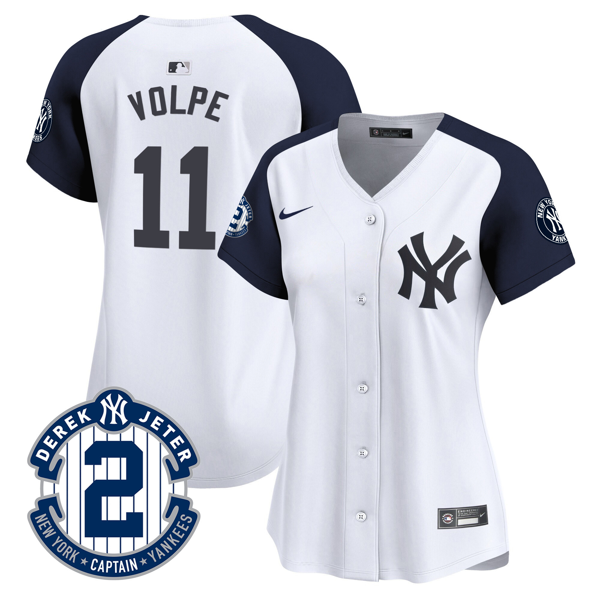 Women's New York Yankees Derek Jeter Patch Vapor Premier Limited Jersey - All Stitched