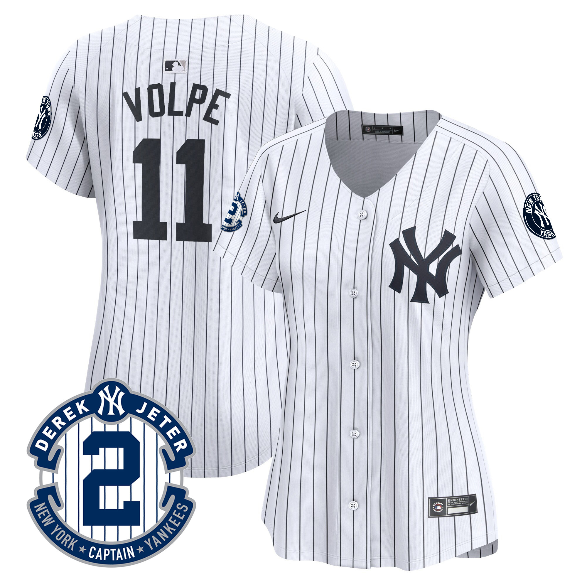 Women's New York Yankees Derek Jeter Patch Vapor Premier Limited Jersey - All Stitched