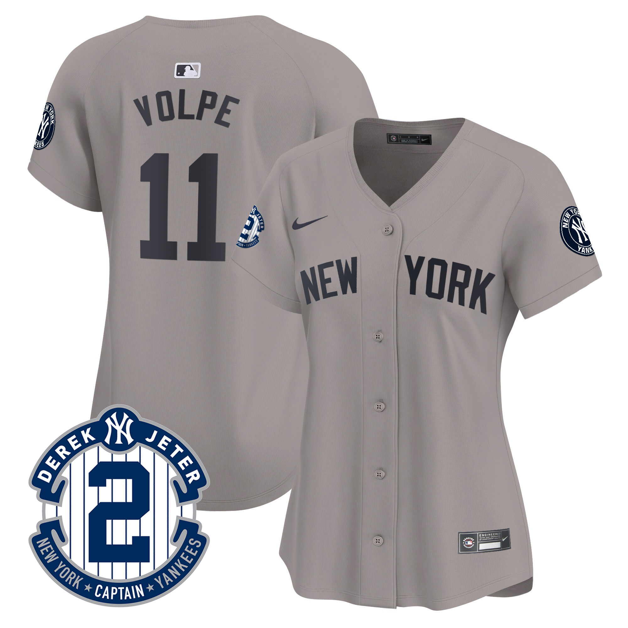Women's New York Yankees Derek Jeter Patch Vapor Premier Limited Jersey - All Stitched