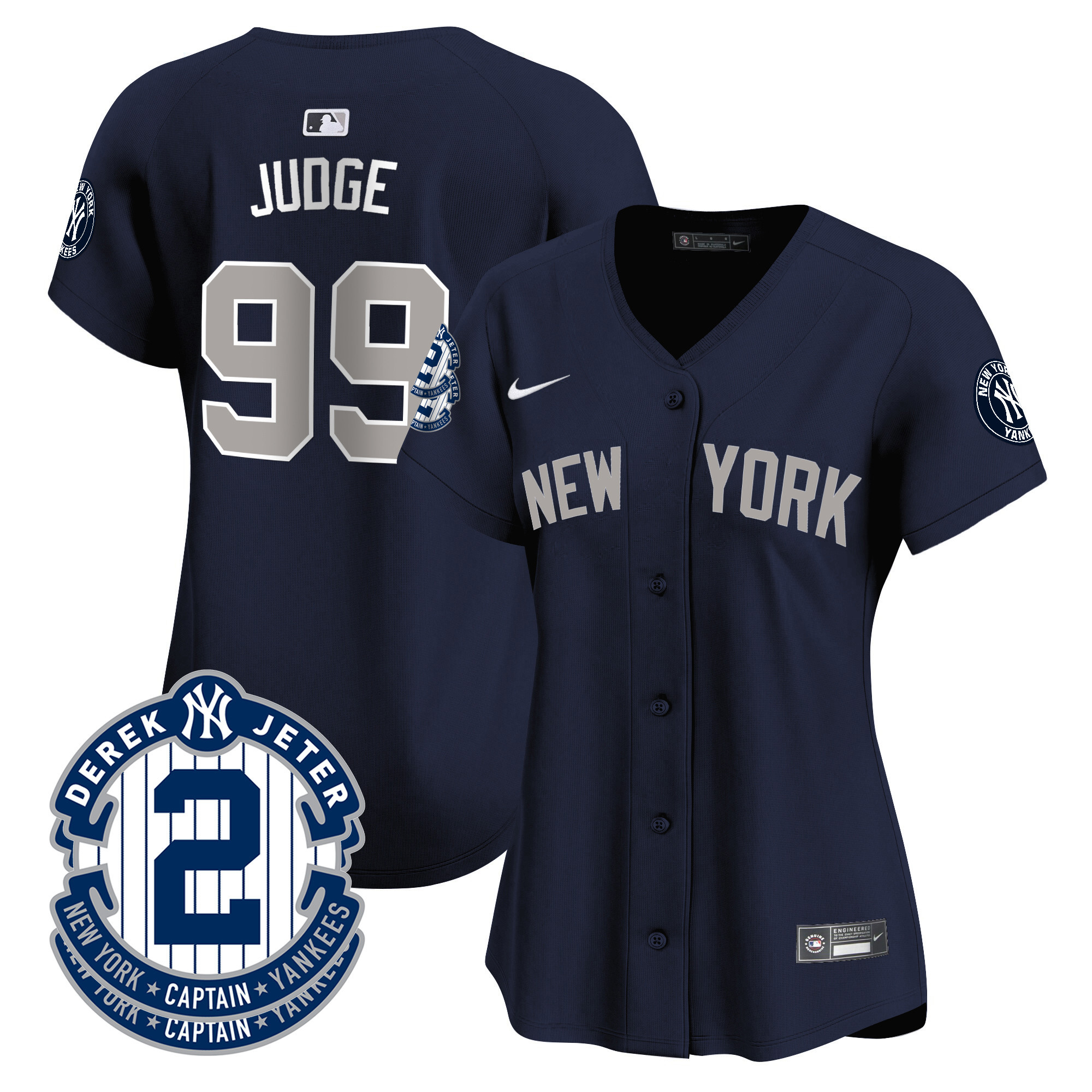 Women's New York Yankees Derek Jeter Patch Vapor Premier Limited Jersey - All Stitched