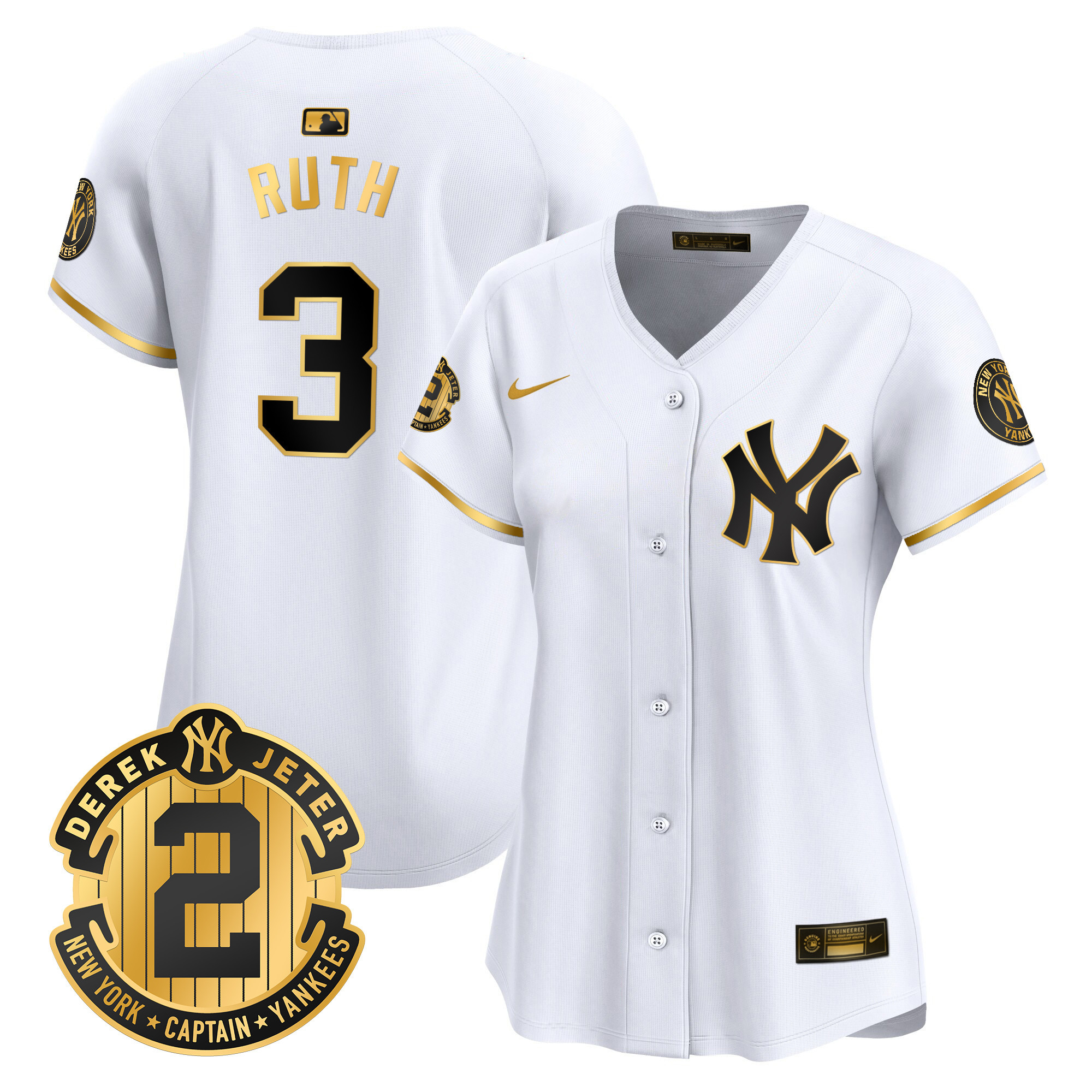 Women's New York Yankees Derek Jeter Patch Vapor Premier Limited Jersey - All Stitched