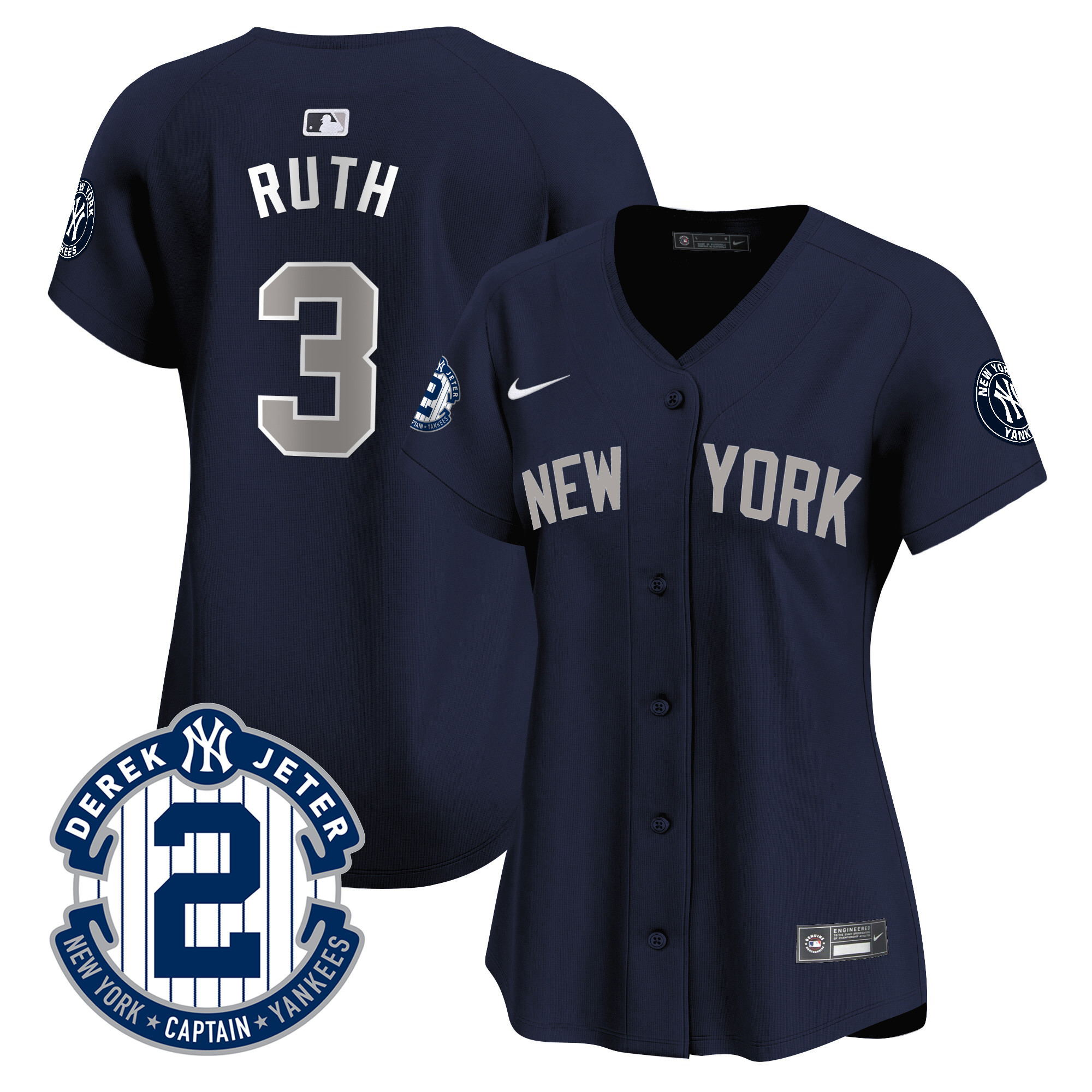 Women's New York Yankees Derek Jeter Patch Vapor Premier Limited Jersey - All Stitched