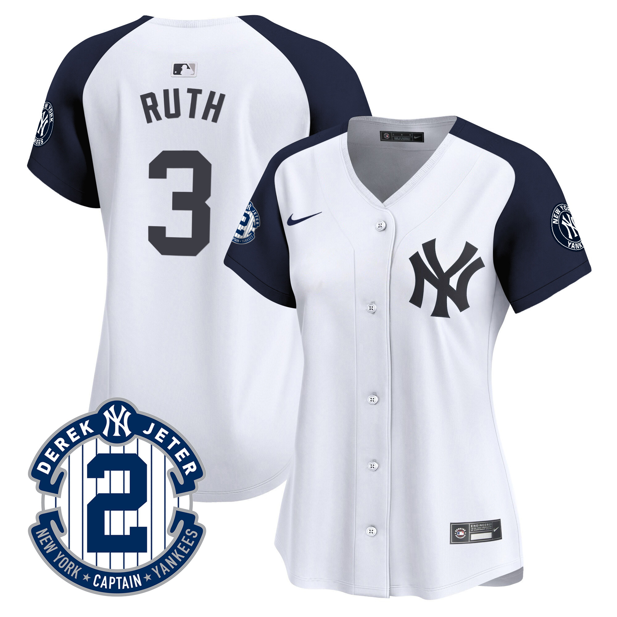 Women's New York Yankees Derek Jeter Patch Vapor Premier Limited Jersey - All Stitched