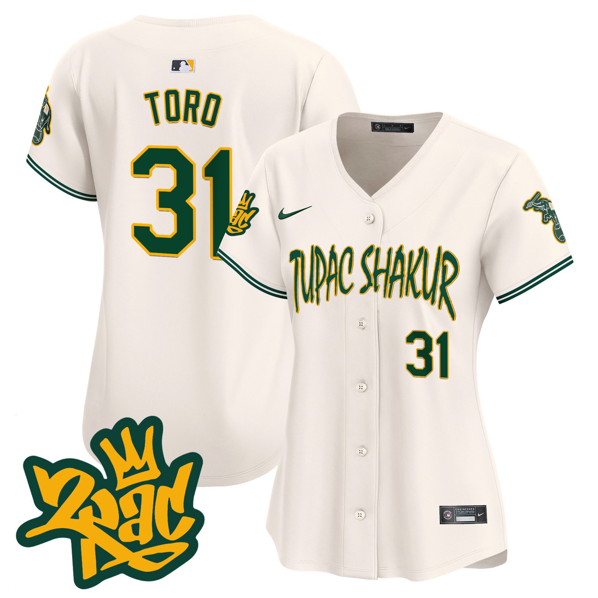 Women's Oakland Athletics Tupac Shakur Vapor Premier Limited Jersey - All Stitched