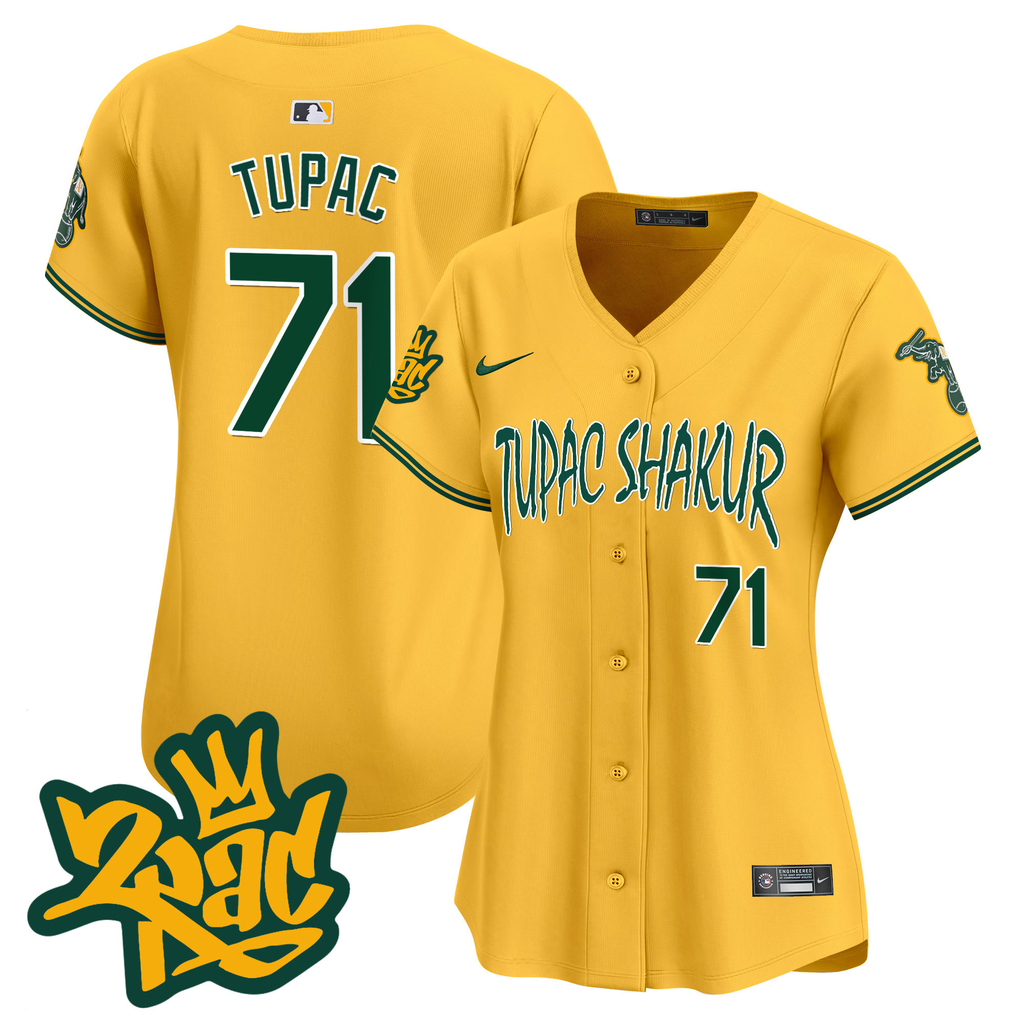 Women's Oakland Athletics Tupac Shakur Vapor Premier Limited Jersey - All Stitched