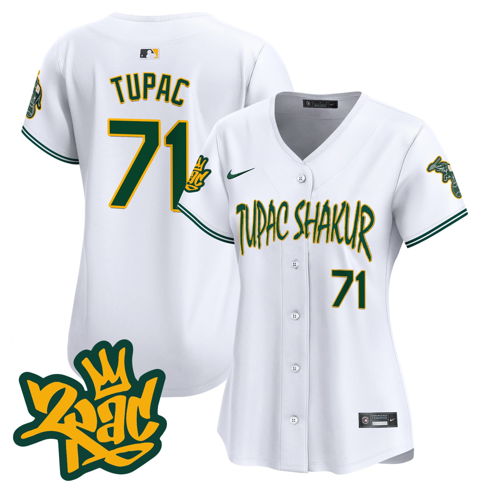Women's Oakland Athletics Tupac Shakur Vapor Premier Limited Jersey - All Stitched