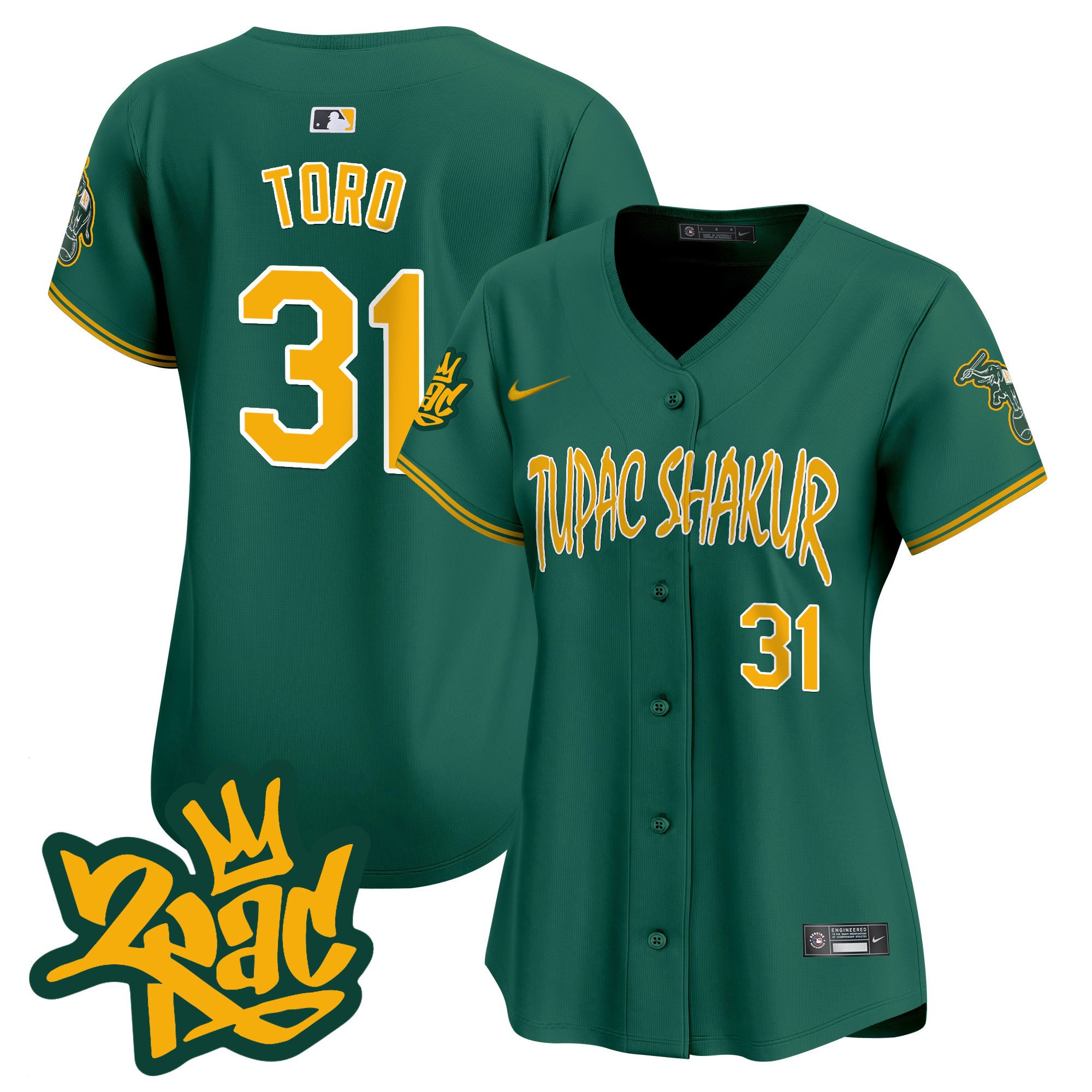 Women's Oakland Athletics Tupac Shakur Vapor Premier Limited Jersey - All Stitched