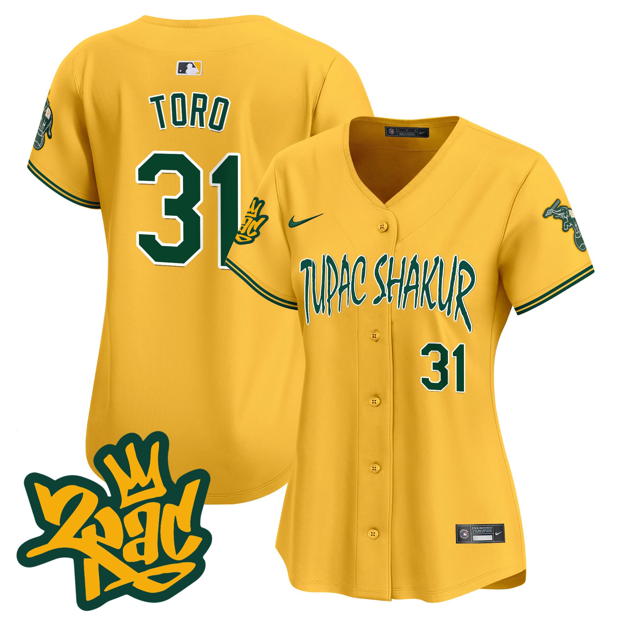 Women's Oakland Athletics Tupac Shakur Vapor Premier Limited Jersey - All Stitched