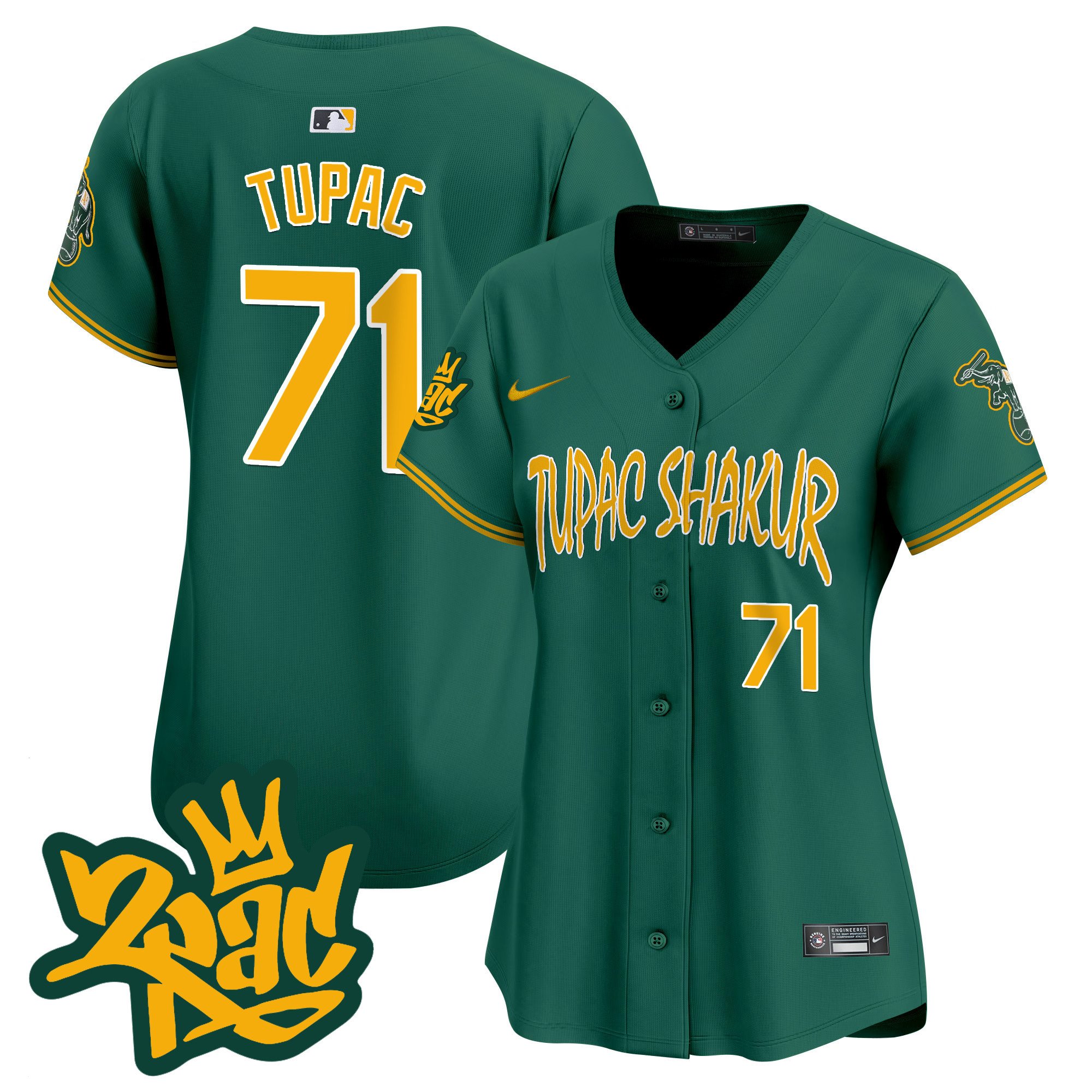 Women's Oakland Athletics Tupac Shakur Vapor Premier Limited Jersey - All Stitched
