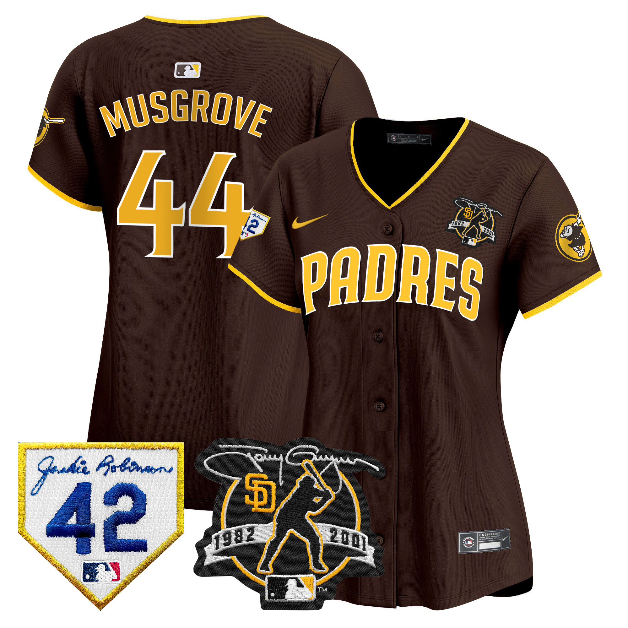 Women's Padres 2024 Tony Gwynn & Robinson Patch Vapor Premier Limited Jersey – All Stitched