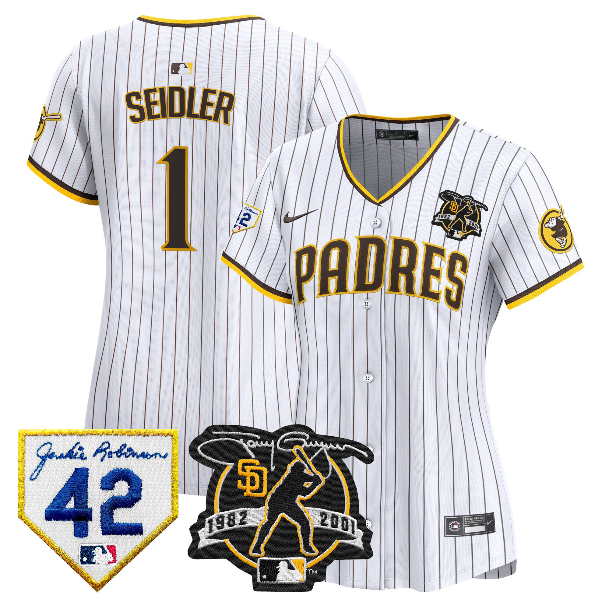 Women's Padres 2024 Tony Gwynn & Robinson Patch Vapor Premier Limited Jersey – All Stitched