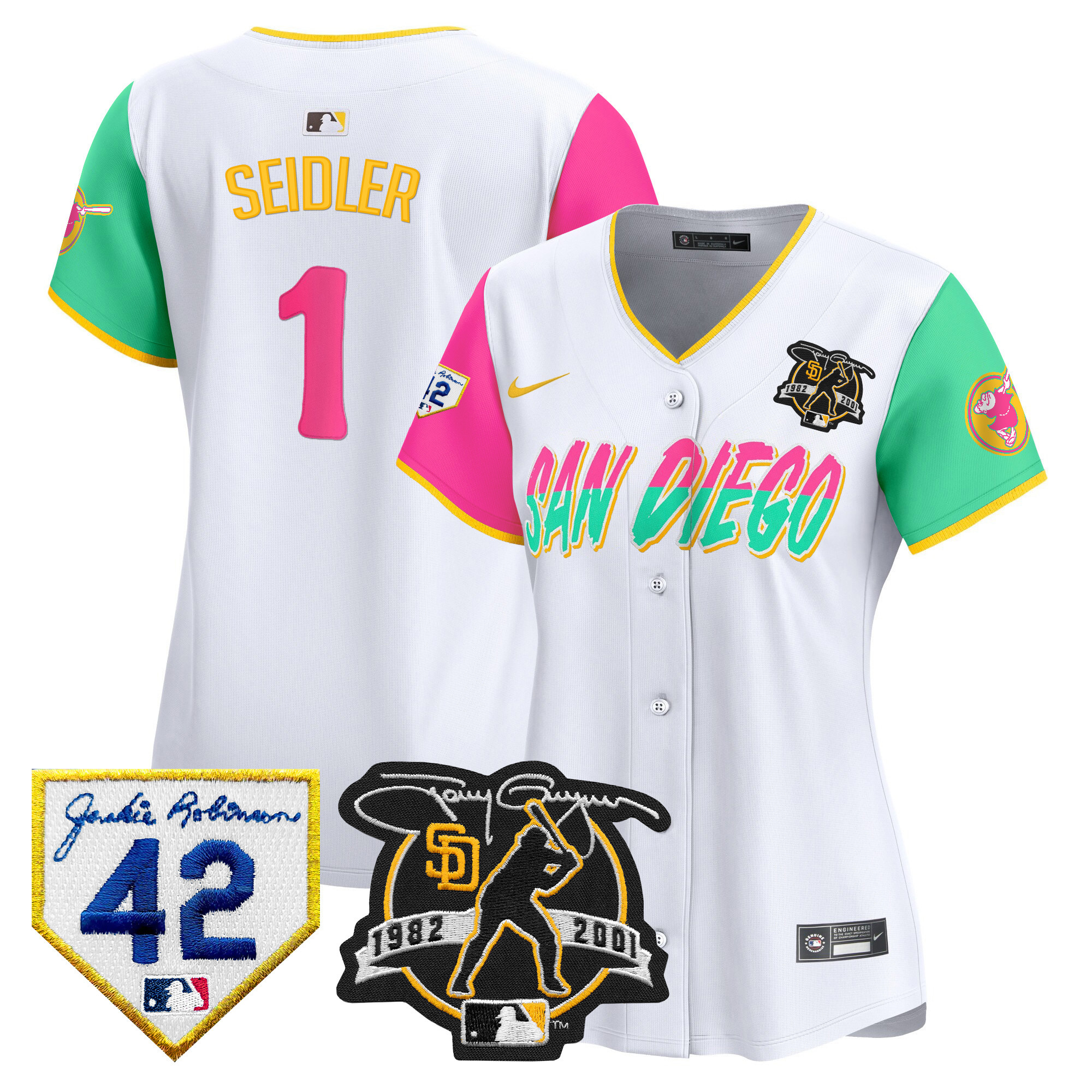 Women's Padres 2024 Tony Gwynn & Robinson Patch Vapor Premier Limited Jersey – All Stitched