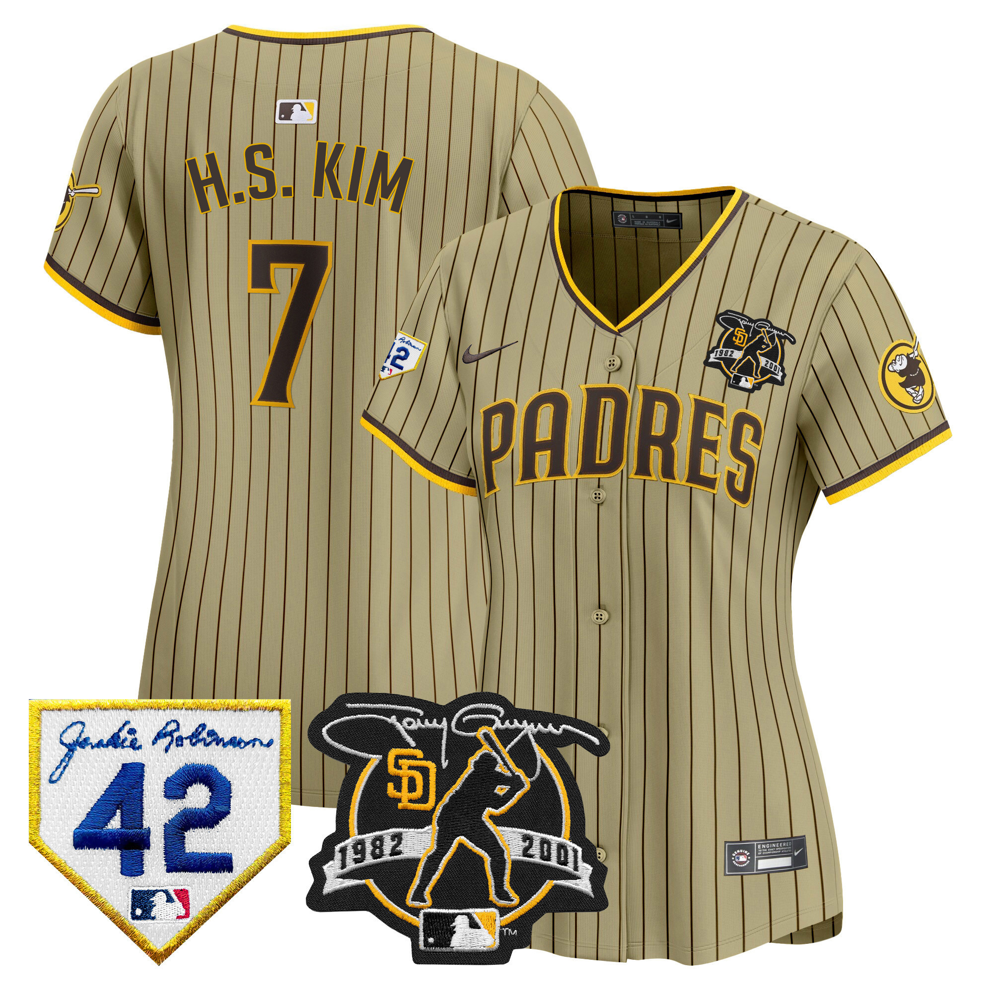 Women's Padres 2024 Tony Gwynn & Robinson Patch Vapor Premier Limited Jersey – All Stitched