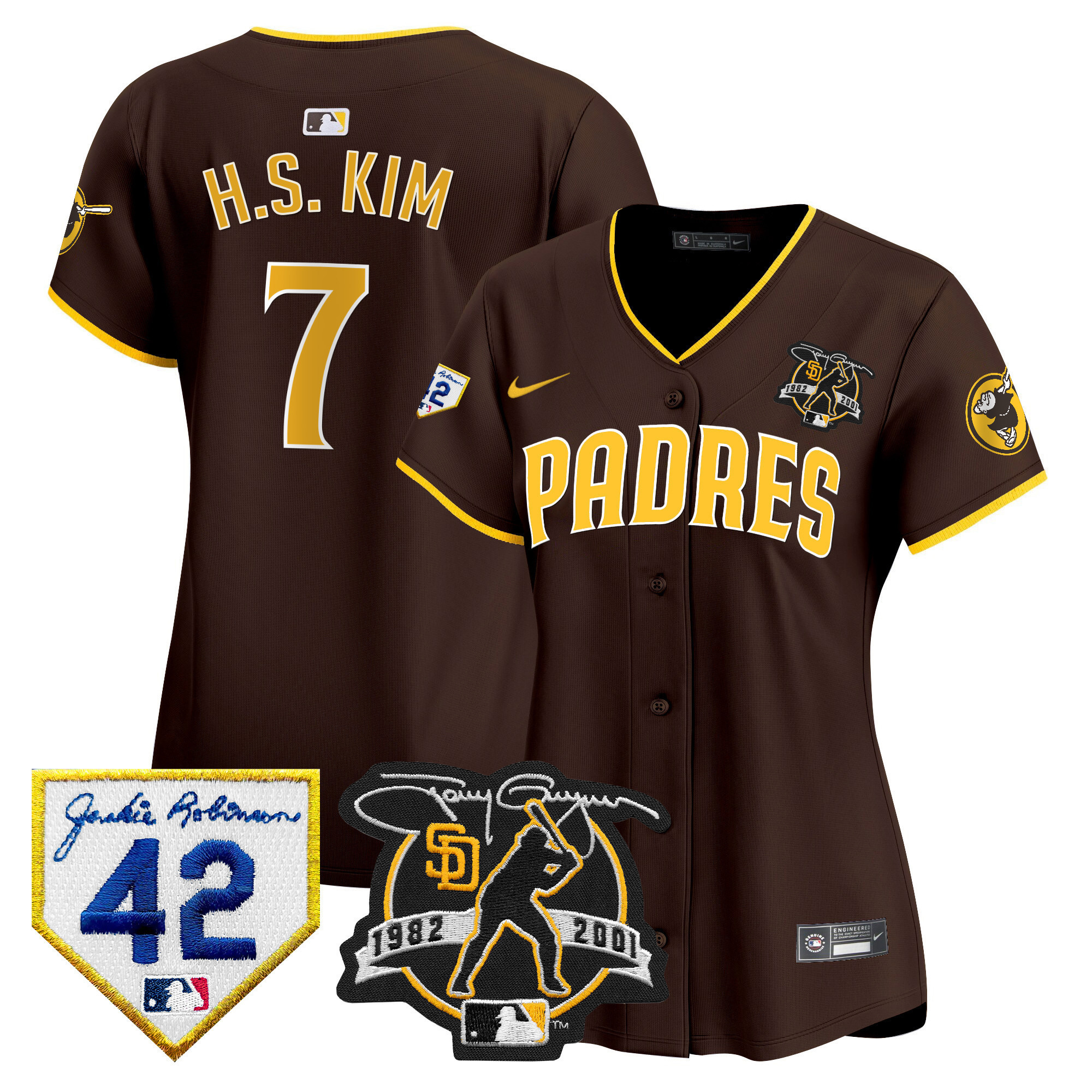 Women's Padres 2024 Tony Gwynn & Robinson Patch Vapor Premier Limited Jersey – All Stitched