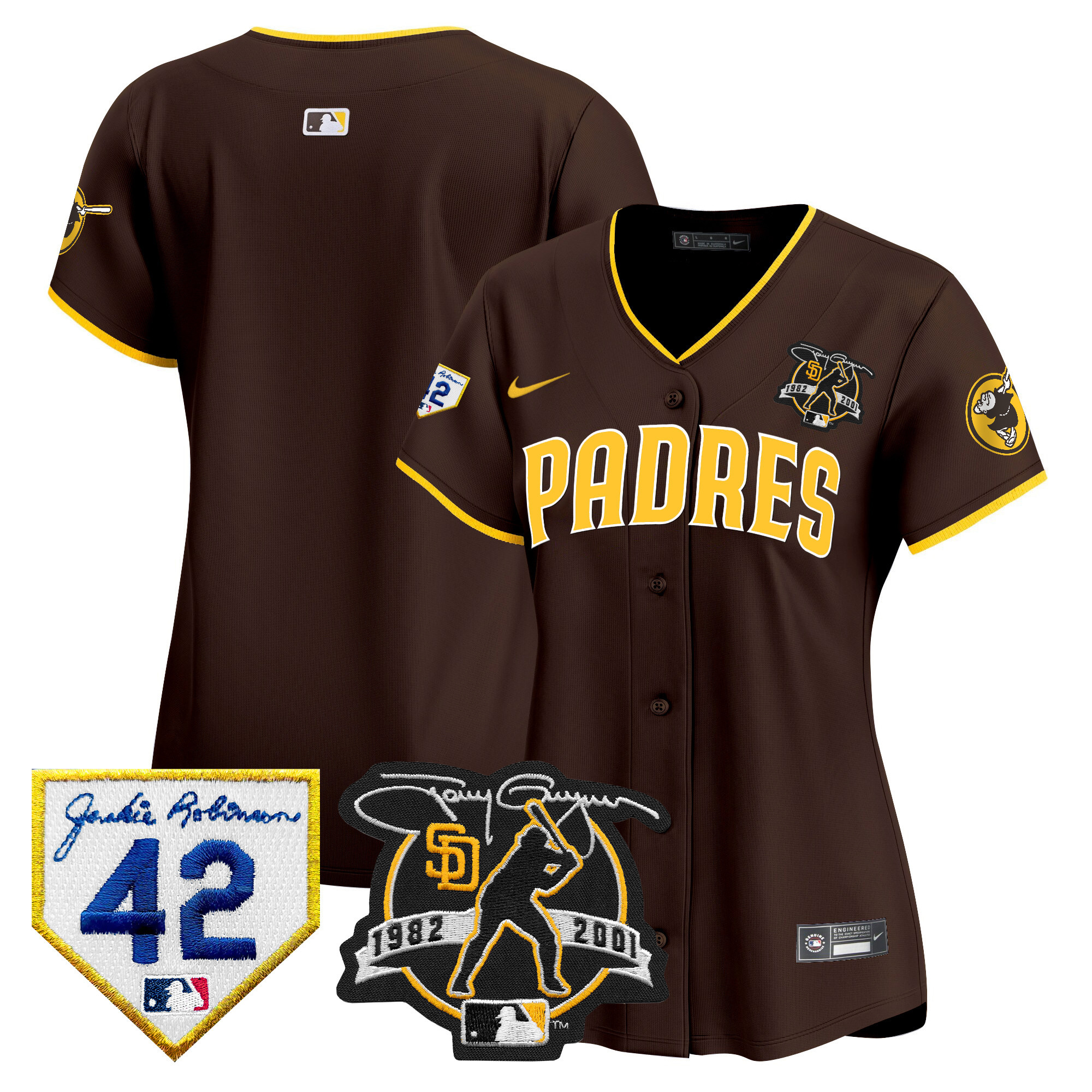 Women's Padres 2024 Tony Gwynn & Robinson Patch Vapor Premier Limited Jersey – All Stitched