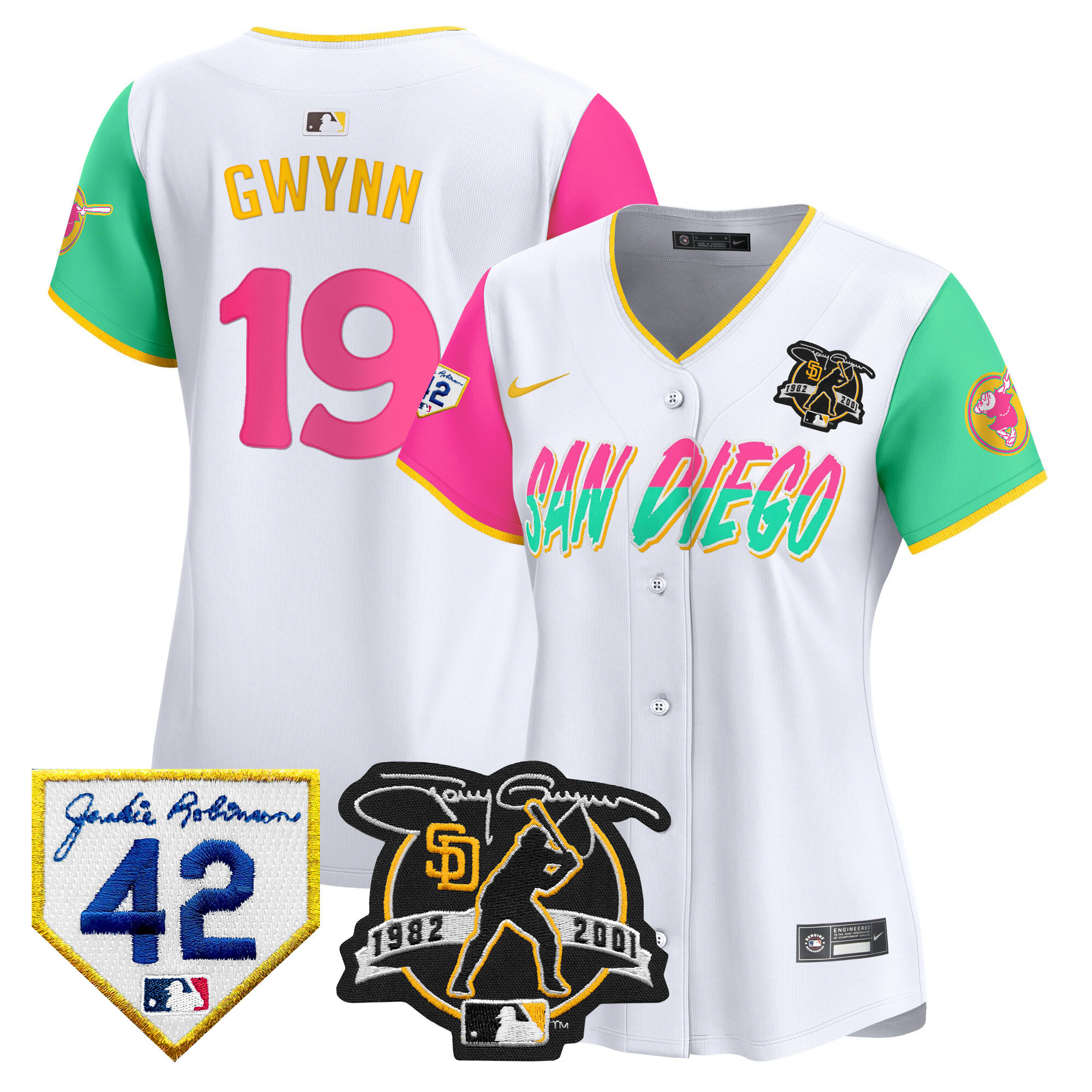 Women's Padres 2024 Tony Gwynn & Robinson Patch Vapor Premier Limited Jersey – All Stitched
