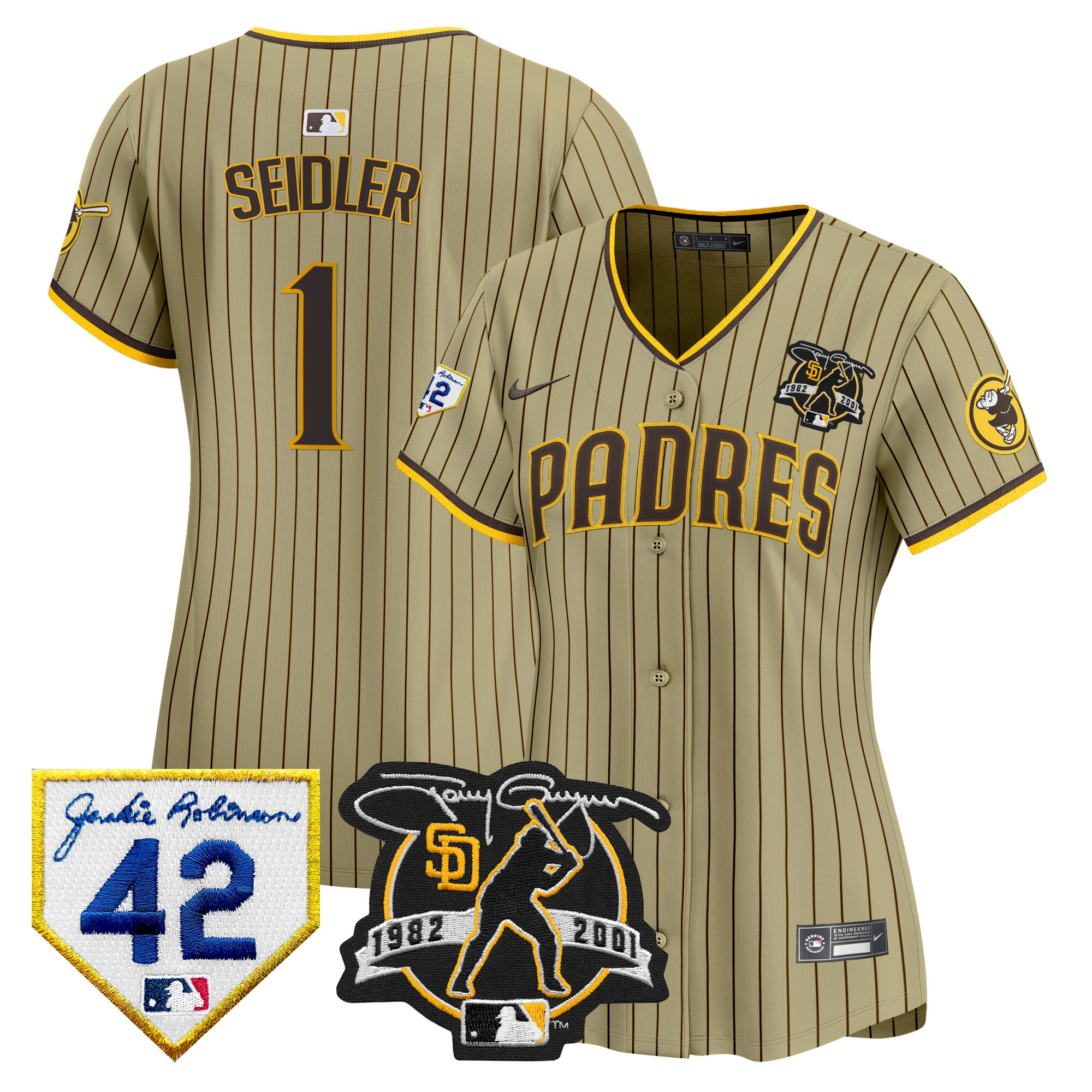 Women's Padres 2024 Tony Gwynn & Robinson Patch Vapor Premier Limited Jersey – All Stitched