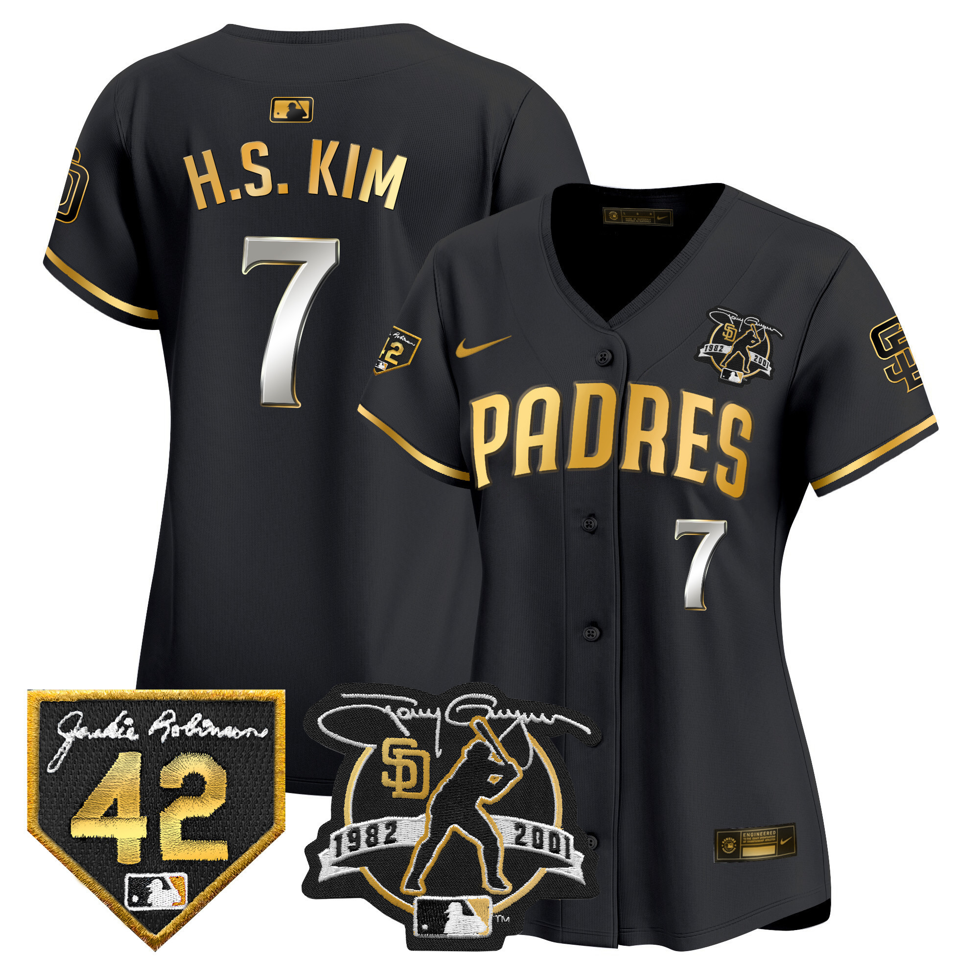Women's Padres 2024 Tony Gwynn & Robinson Patch Vapor Premier Limited Jersey – All Stitched