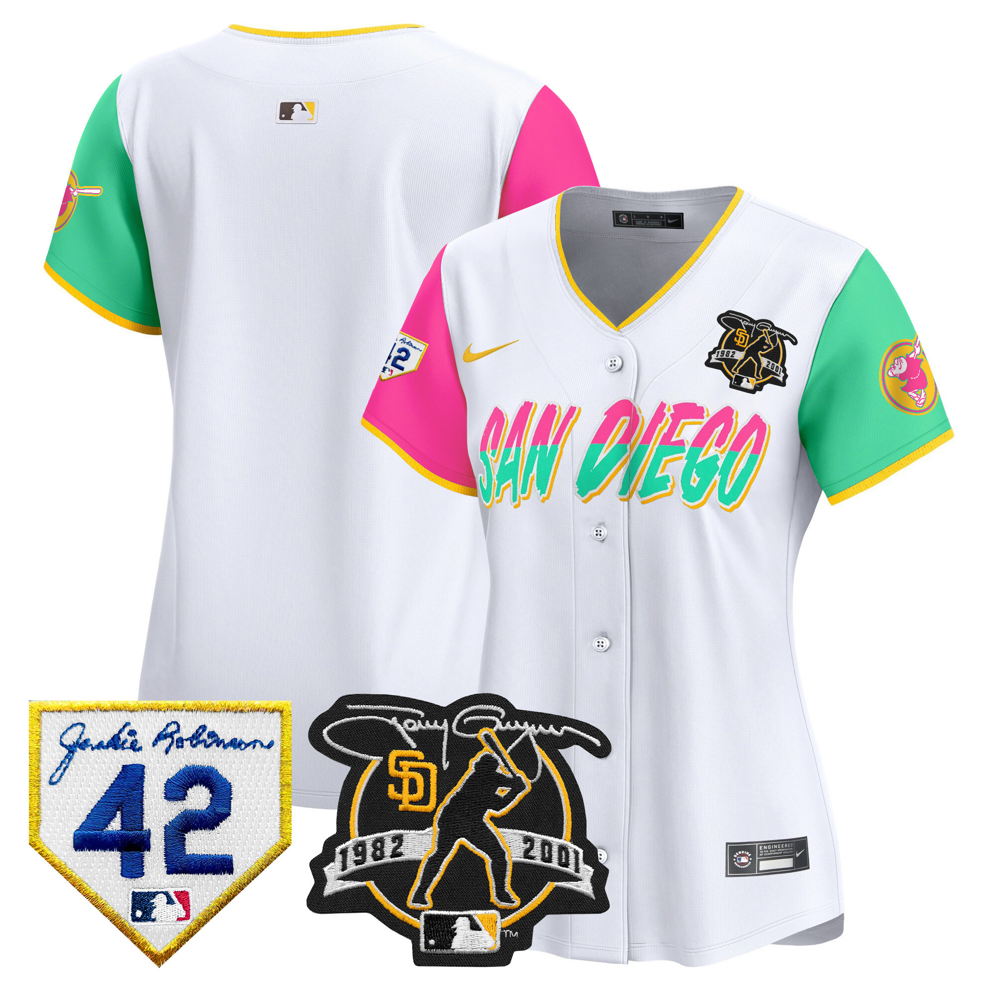 Women's Padres 2024 Tony Gwynn & Robinson Patch Vapor Premier Limited Jersey – All Stitched