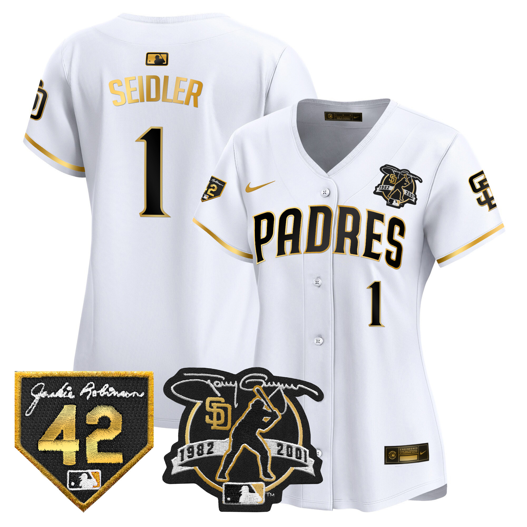 Women's Padres 2024 Tony Gwynn & Robinson Patch Vapor Premier Limited Jersey – All Stitched