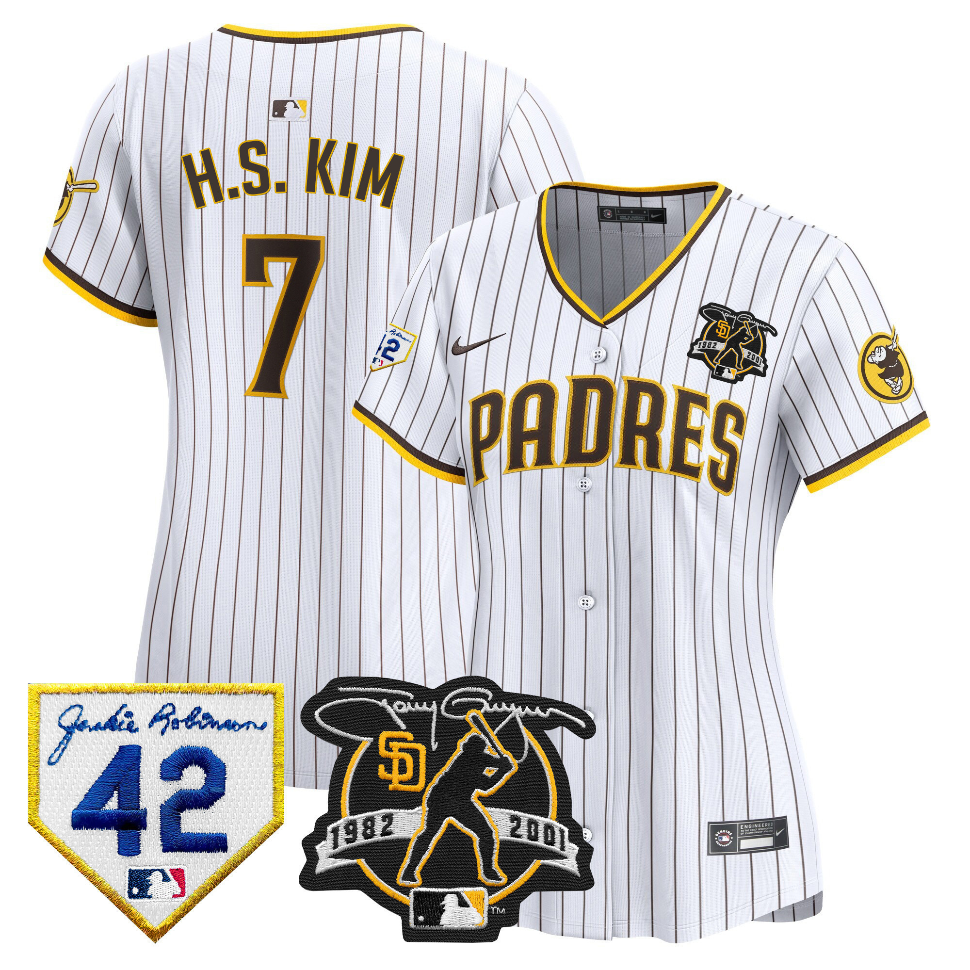 Women's Padres 2024 Tony Gwynn & Robinson Patch Vapor Premier Limited Jersey – All Stitched