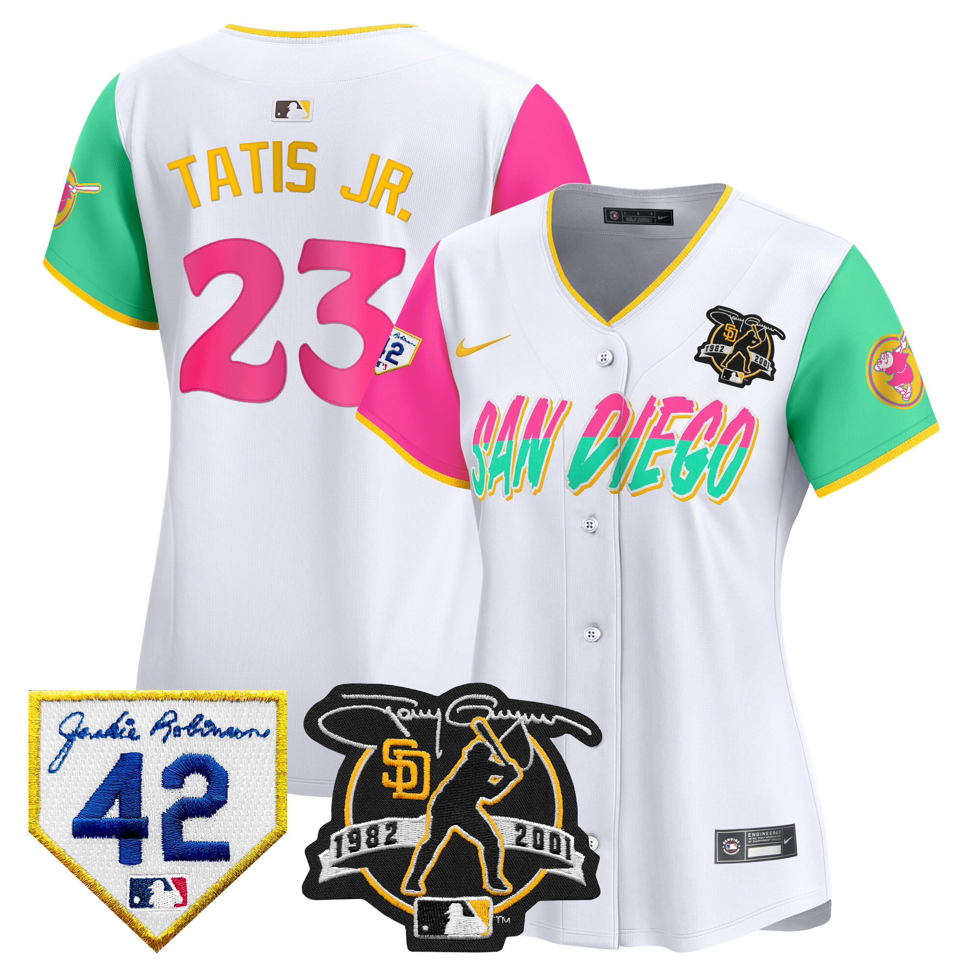 Women's Padres 2024 Tony Gwynn & Robinson Patch Vapor Premier Limited Jersey – All Stitched