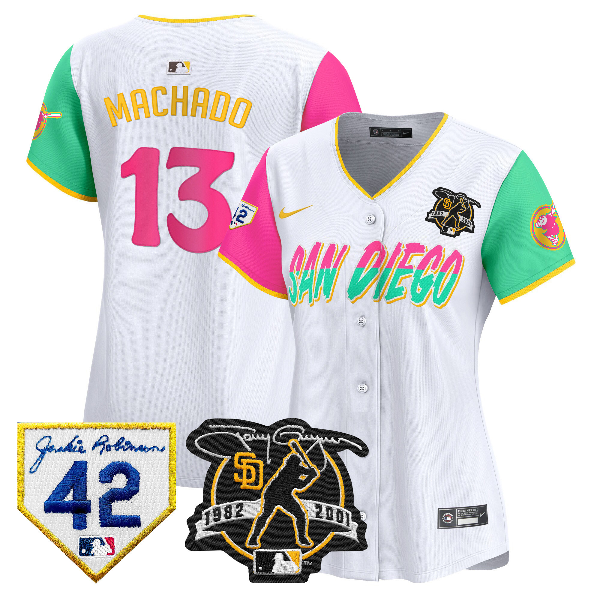 Women's Padres 2024 Tony Gwynn & Robinson Patch Vapor Premier Limited Jersey – All Stitched