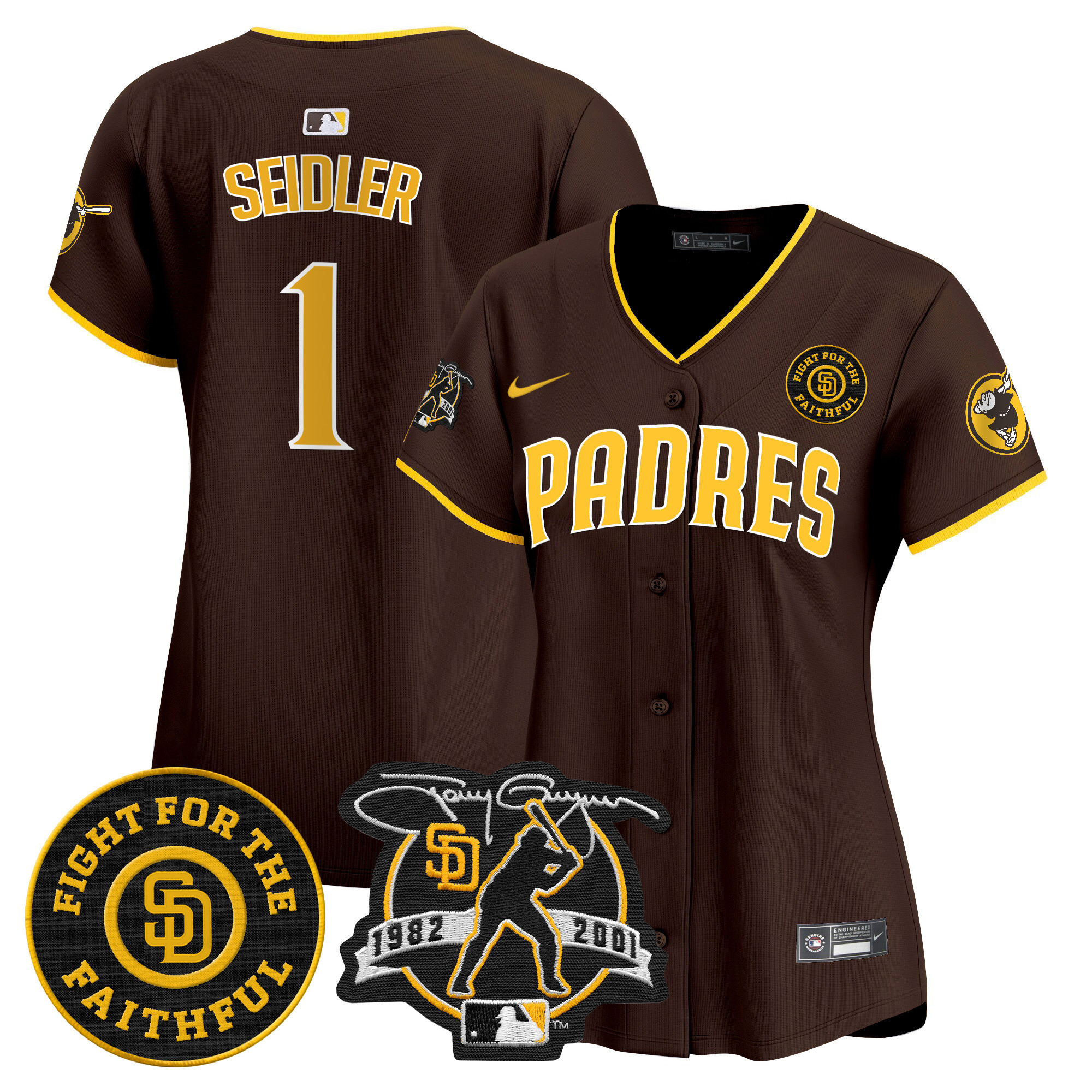 Women's Padres Tony Gwynn & Faithful Patch Vapor Premier Limited Jersey – All Stitched
