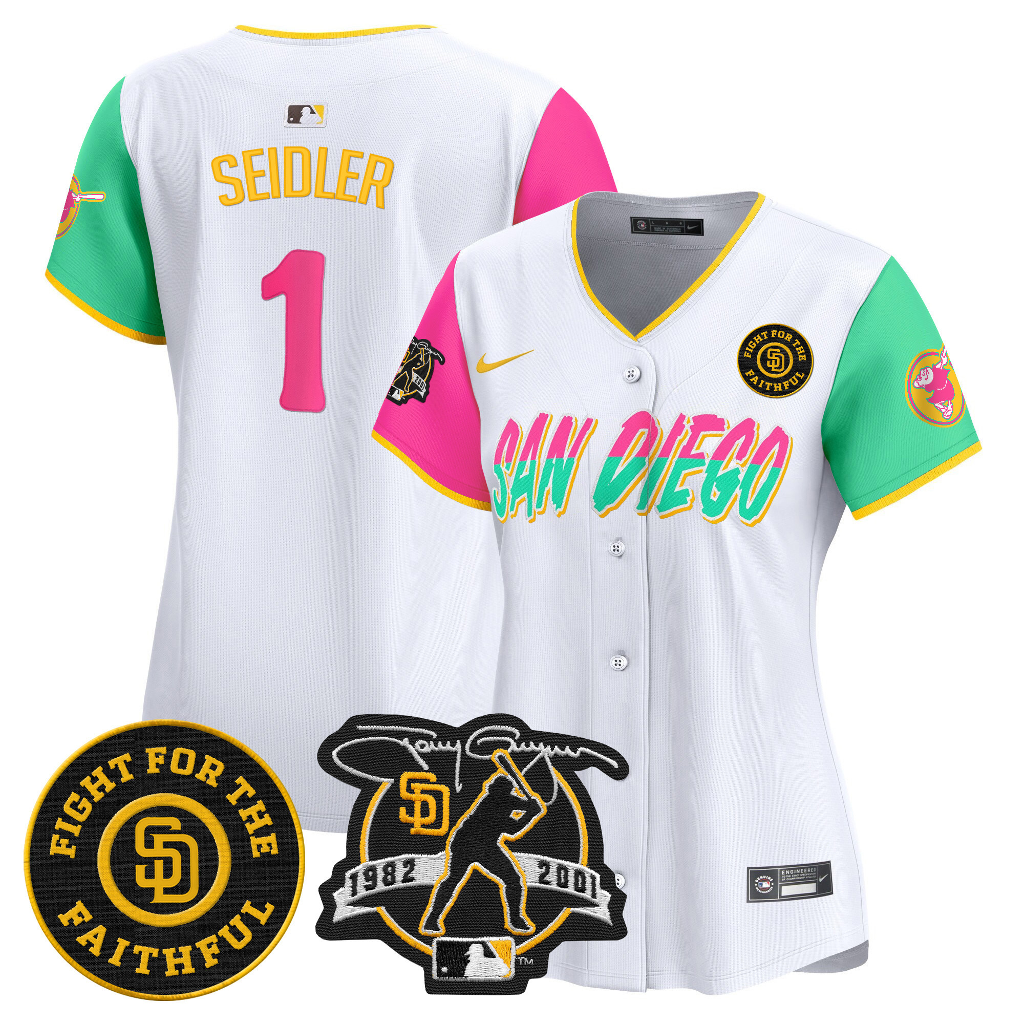 Women's Padres Tony Gwynn & Faithful Patch Vapor Premier Limited Jersey – All Stitched