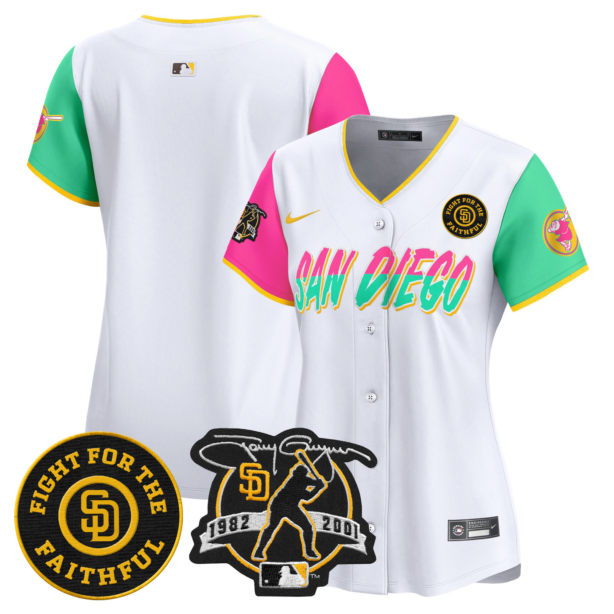 Women's Padres Tony Gwynn & Faithful Patch Vapor Premier Limited Jersey – All Stitched
