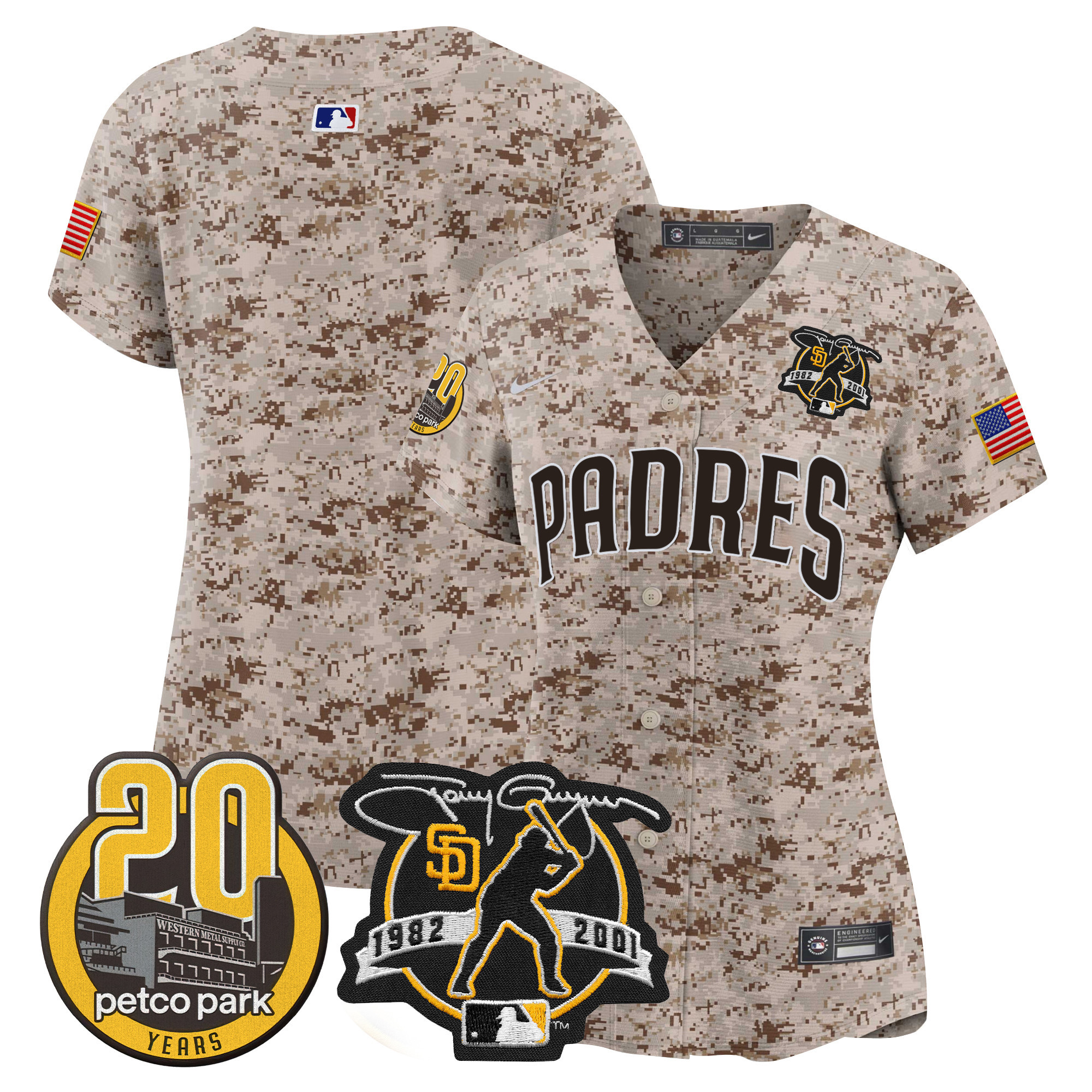 Women's Padres Tony Gwynn & Petco Park 20th Patch USMC Vapor Premier Limited Jersey – All Stitched