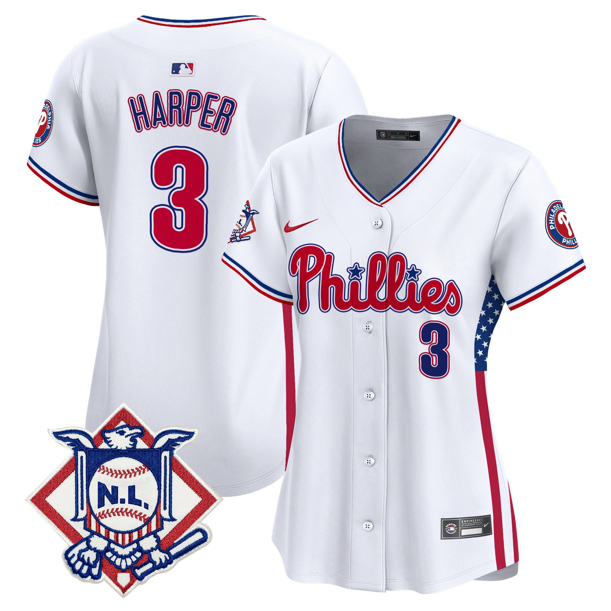 Women's Phillies 2024 Fourth of July Vapor Premier Limited Jersey V4 - All Stitched