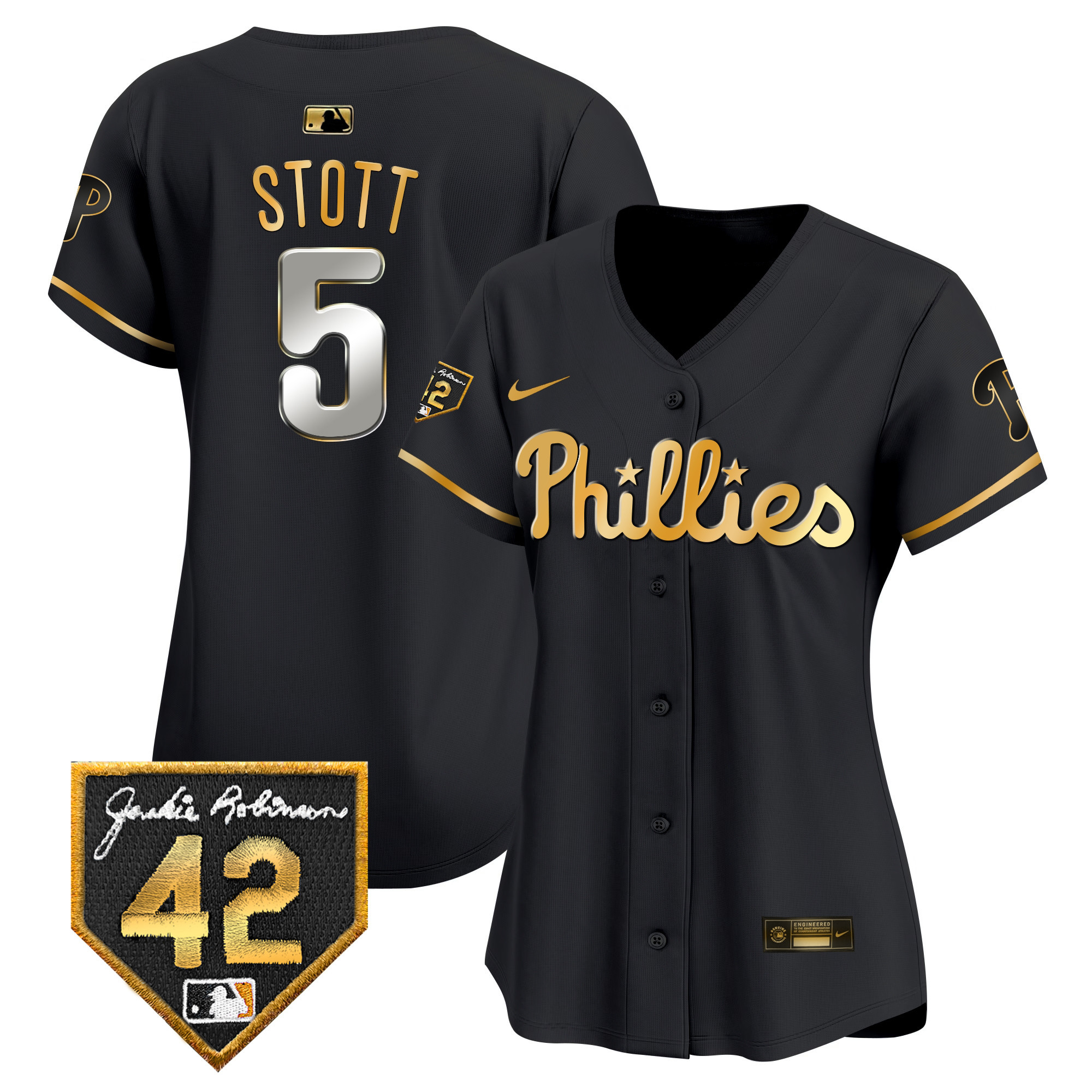 Women's Phillies 2024 Jackie Robinson Patch Vapor Premier Limited Jersey - All Stitched