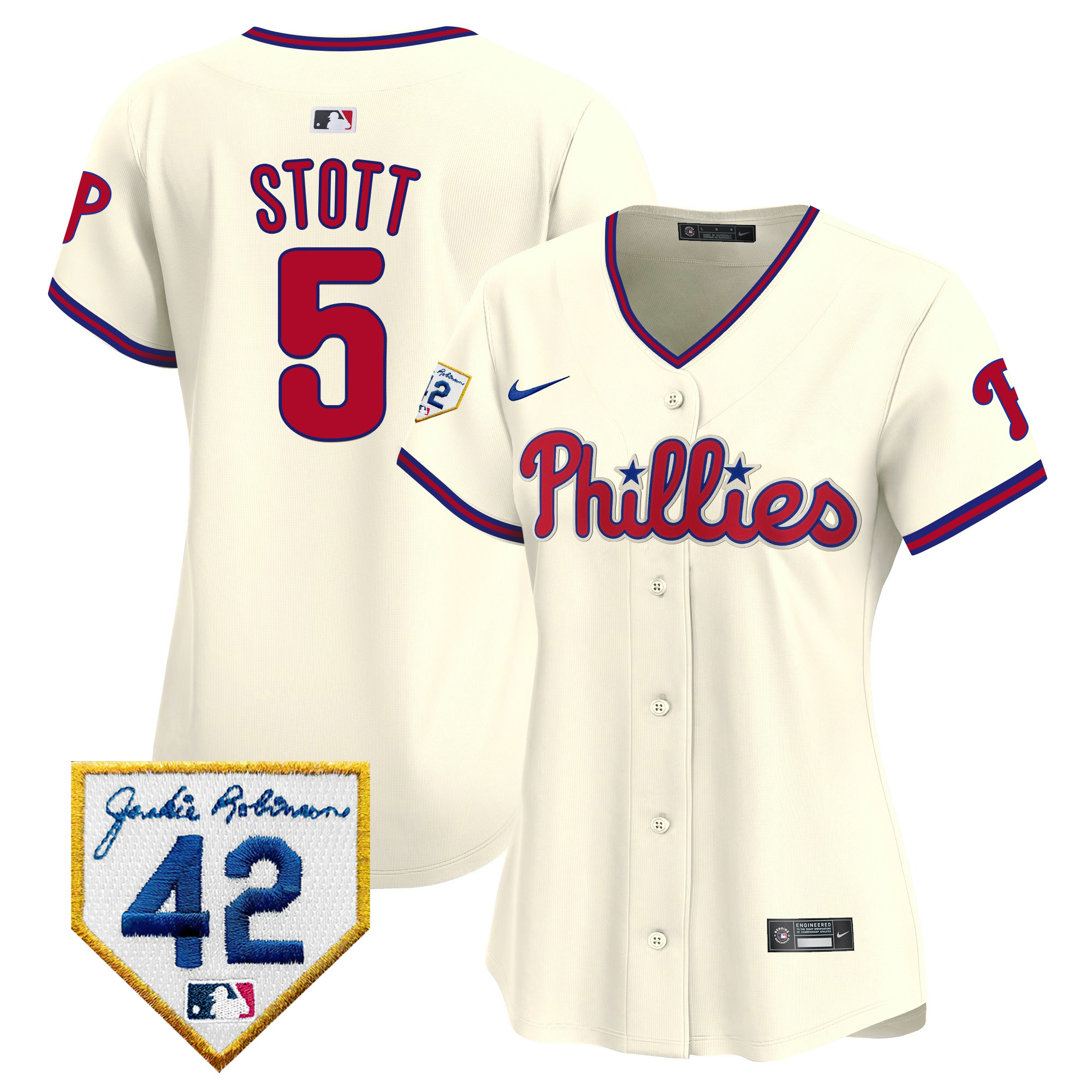 Women's Phillies 2024 Jackie Robinson Patch Vapor Premier Limited Jersey - All Stitched