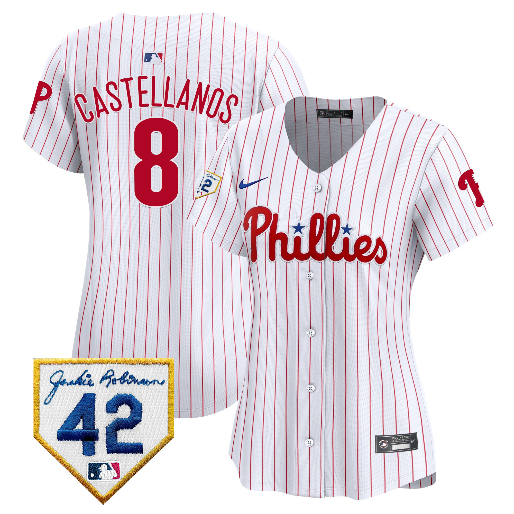 Women's Phillies 2024 Jackie Robinson Patch Vapor Premier Limited Jersey - All Stitched