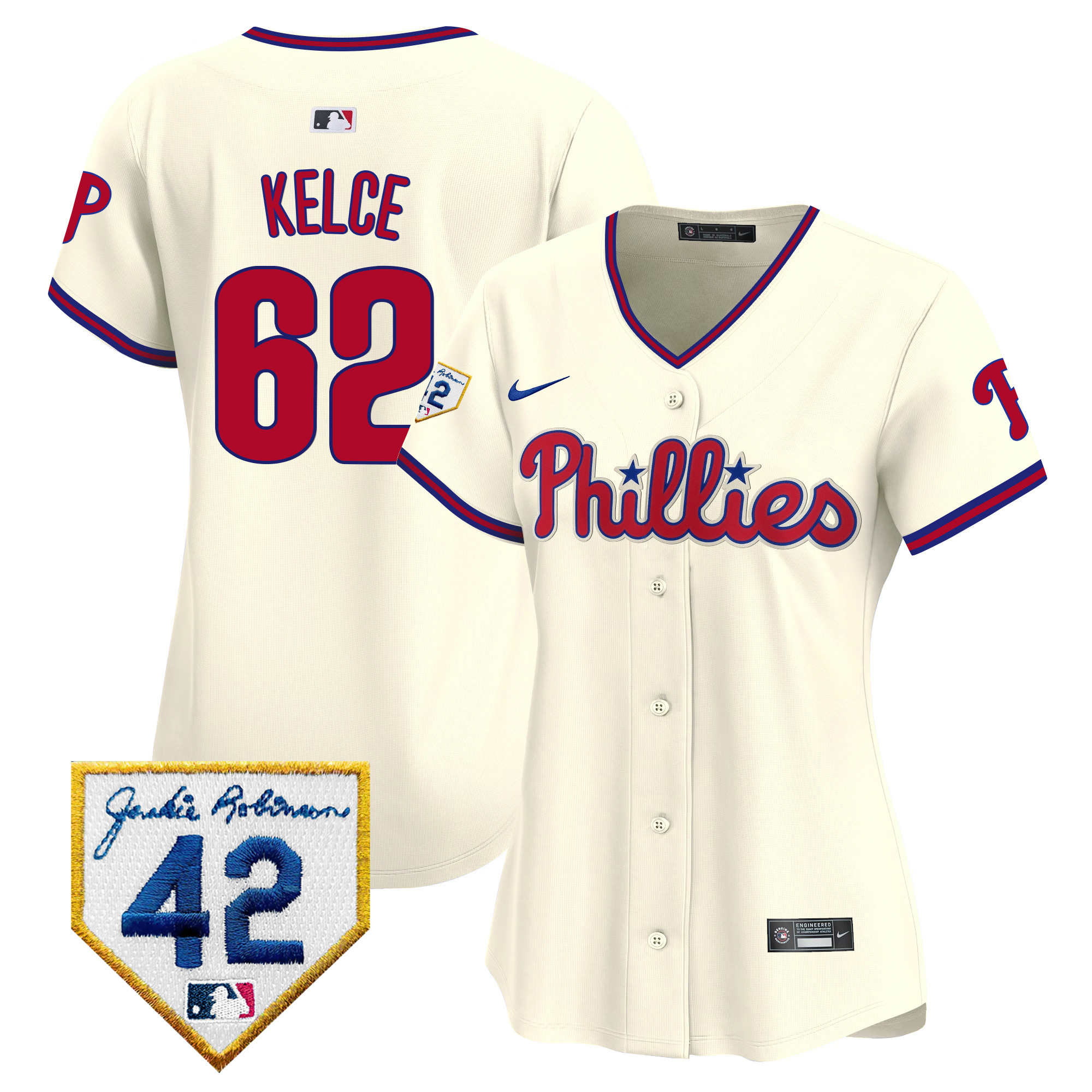 Women's Phillies 2024 Jackie Robinson Patch Vapor Premier Limited Jersey - All Stitched