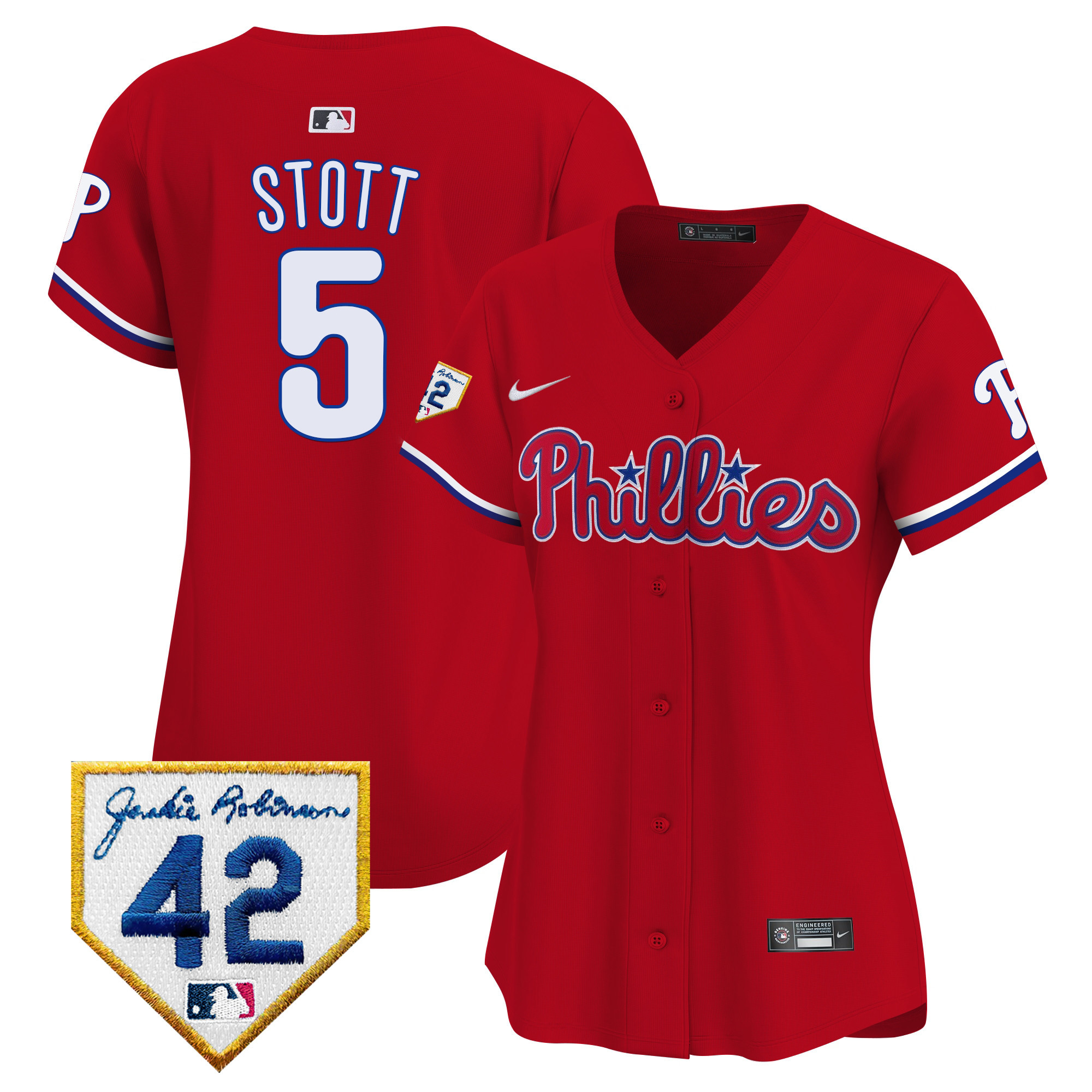 Women's Phillies 2024 Jackie Robinson Patch Vapor Premier Limited Jersey - All Stitched